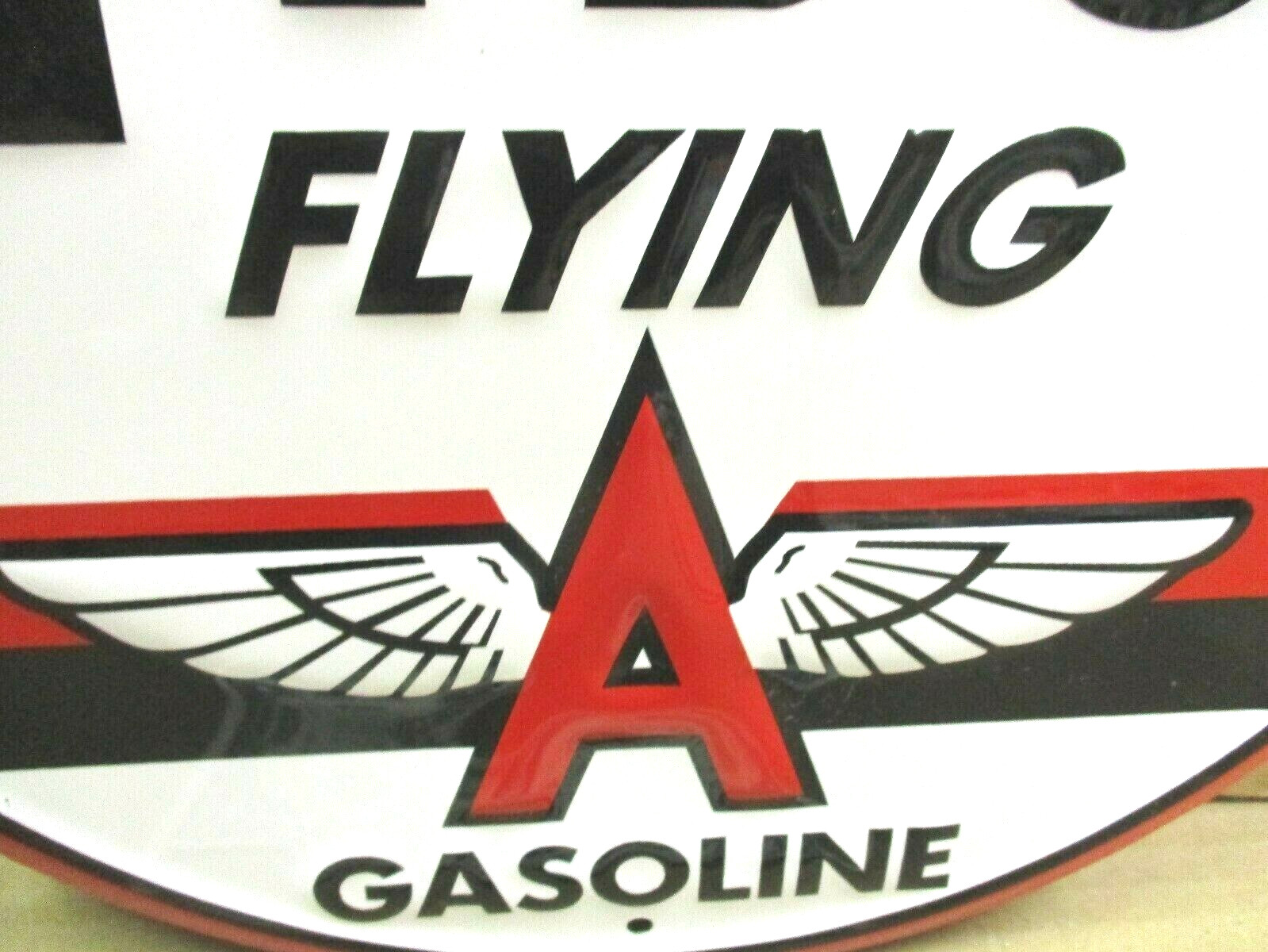 FLYING A - Tydol Gasoline - SHOWS OLD "A" LOGO Service Station - ROUND PUMP SIGN