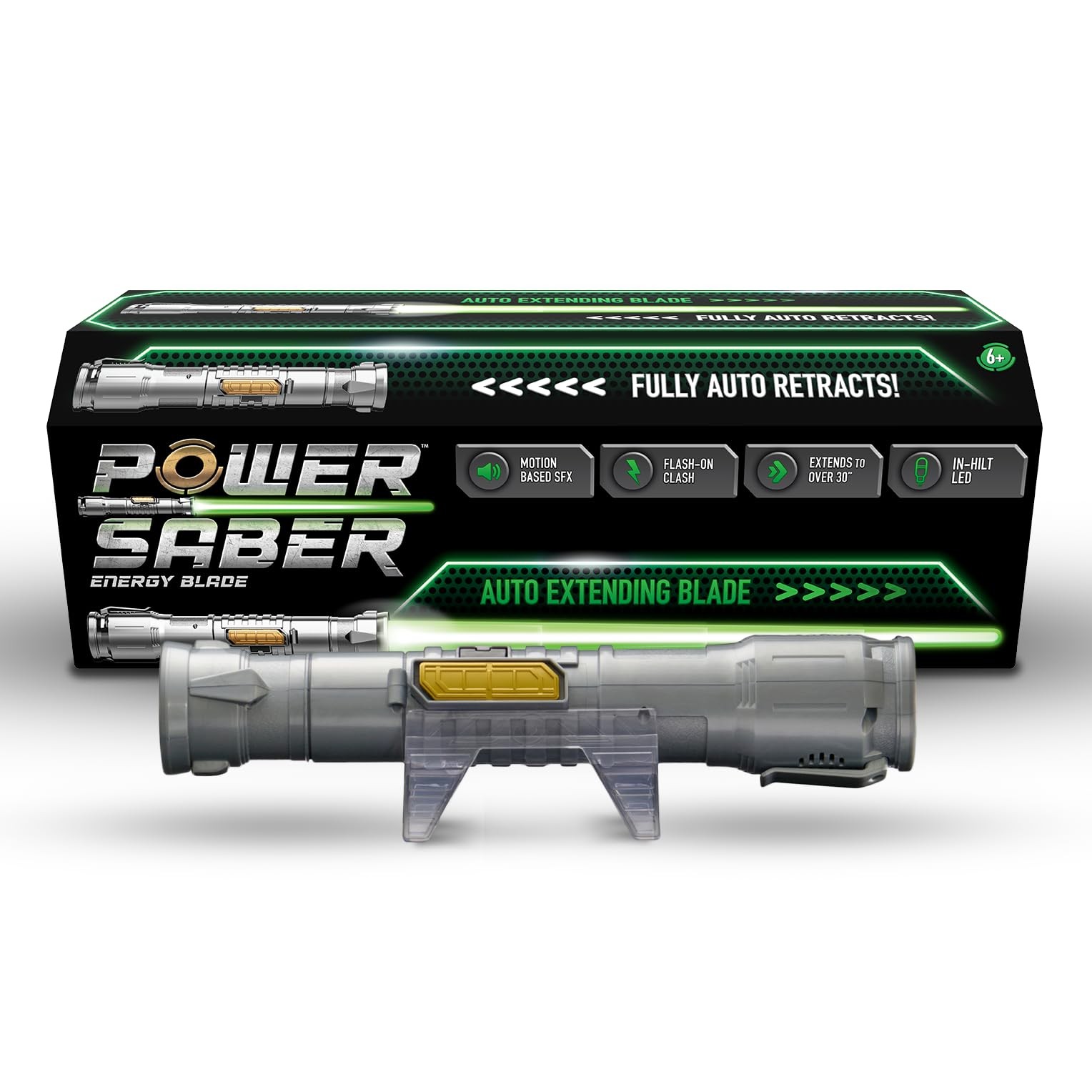 Power Saber Energy Blade Green First Ever Automatic Saber Auto Extending & Re...