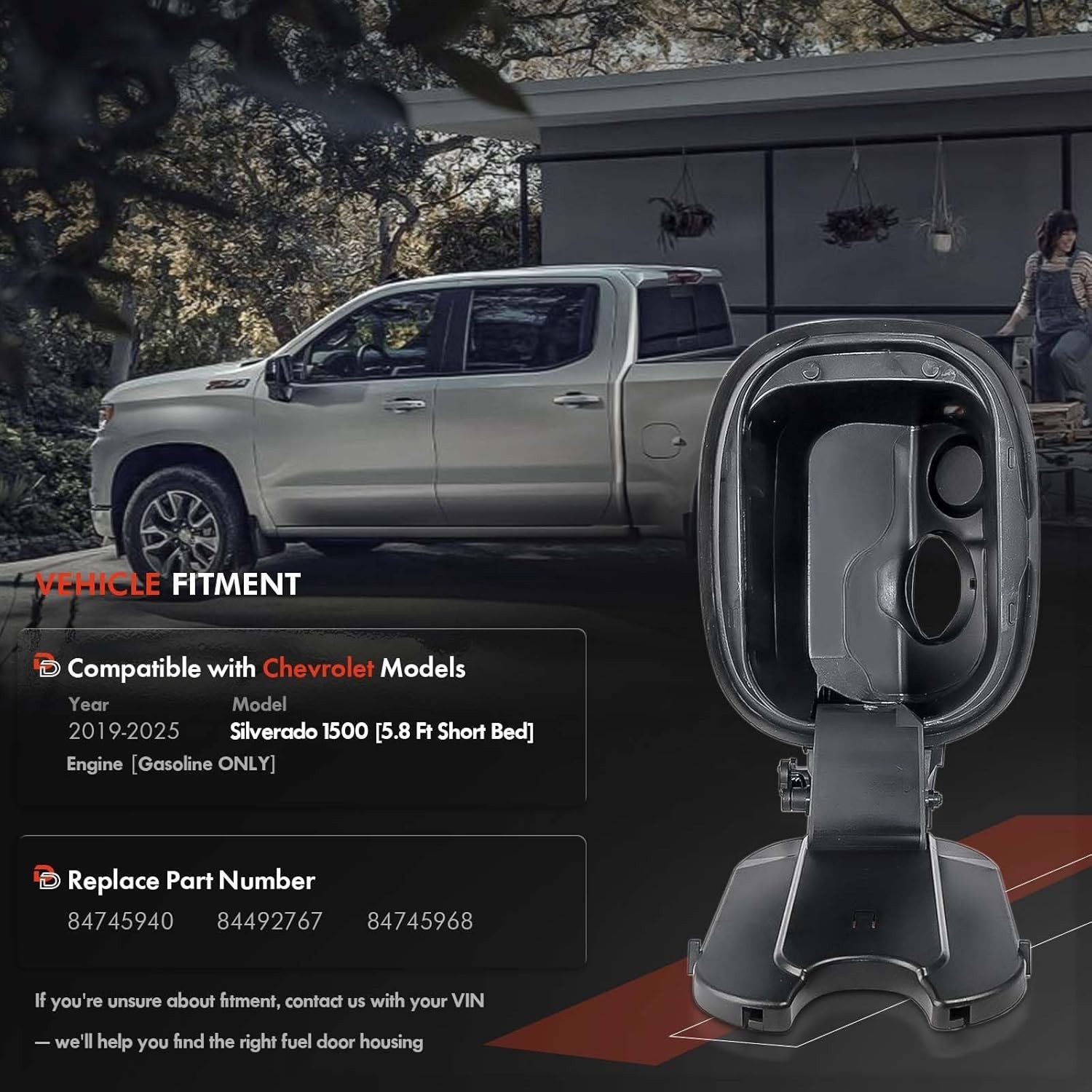 Fuel Tank Filler Pipe for Chevy Silverado 1500 2019-2025 Gas Cap Assembly