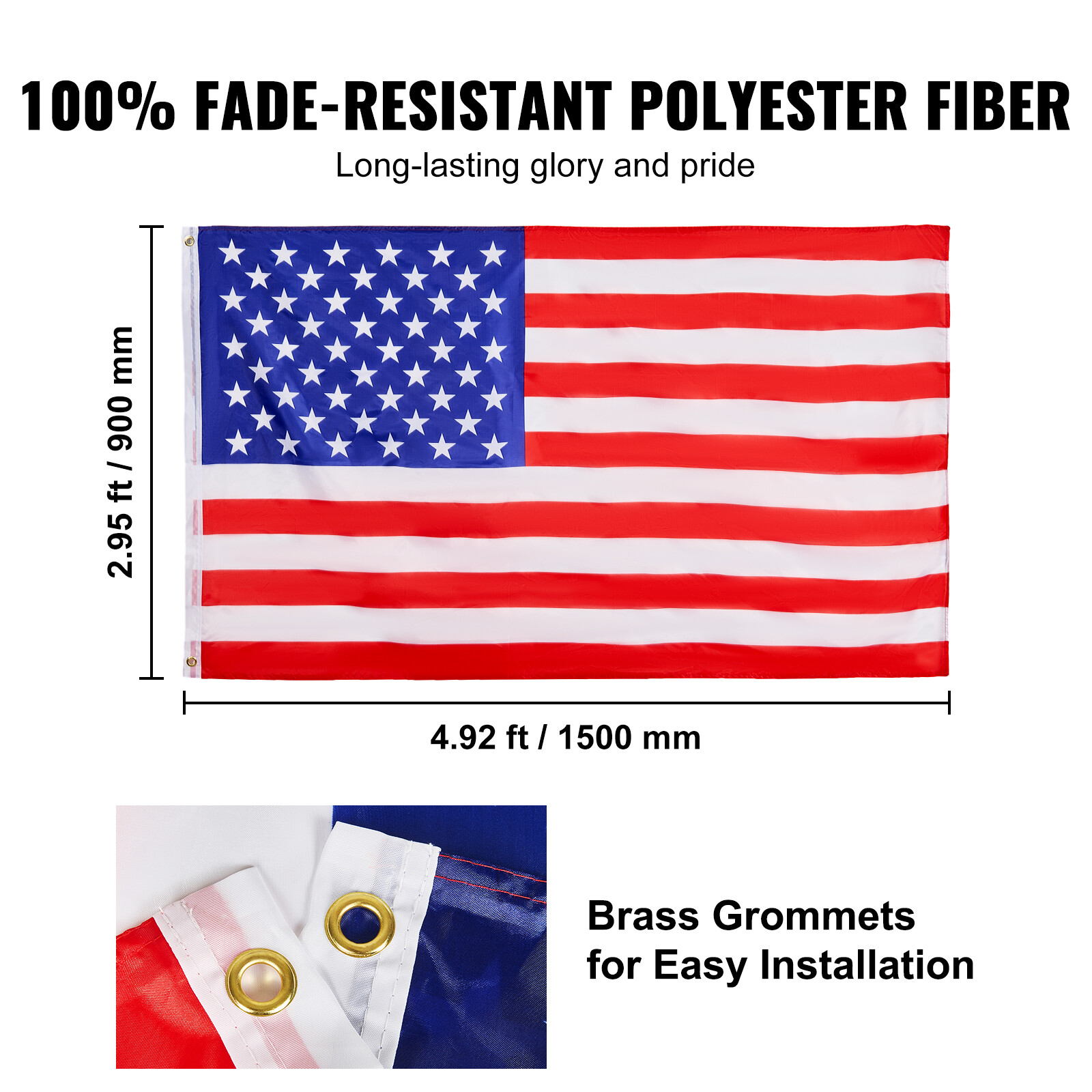 VEVOR 25FT Detachable Flagpole Kit Heavy Duty Aluminum Flag Pole American Black