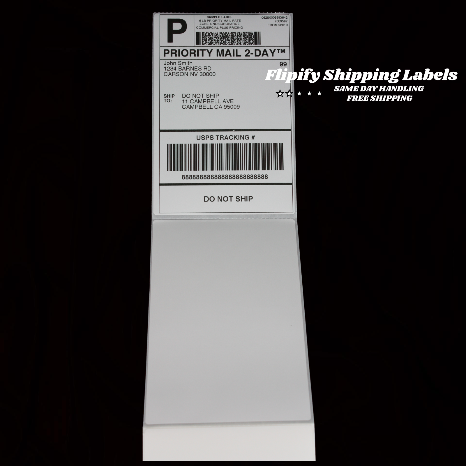 500 4x6 Fanfold Direct Thermal Shipping Labels for Zebra & Rollo Printers