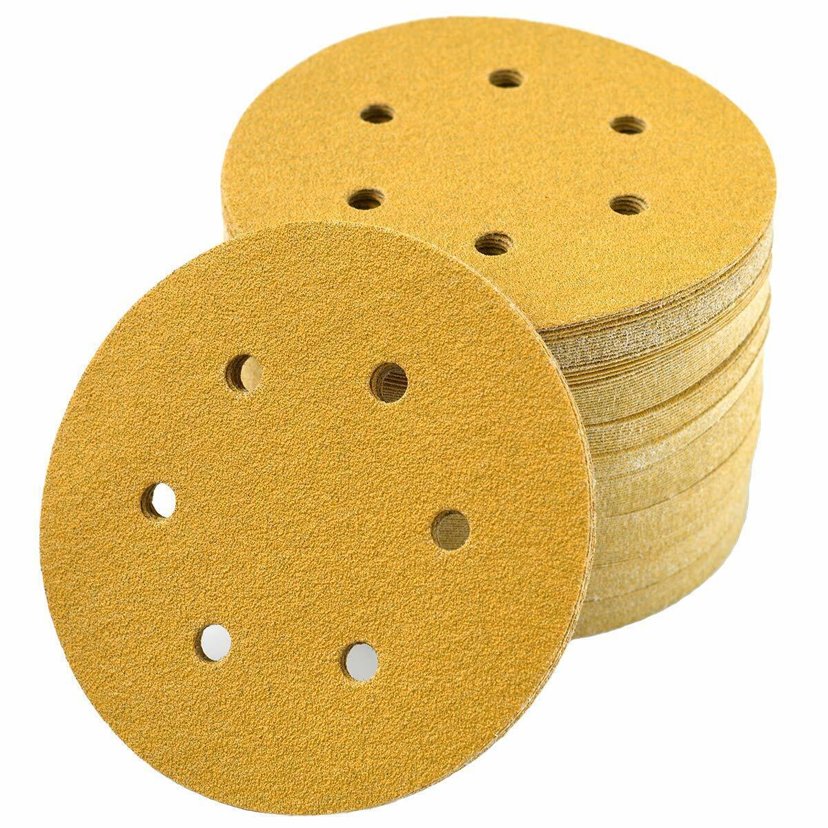 50/100PCS 6 inch Hook Loop Sanding Discs 80 120 180 Grit 6-Hole Sander Sandpaper