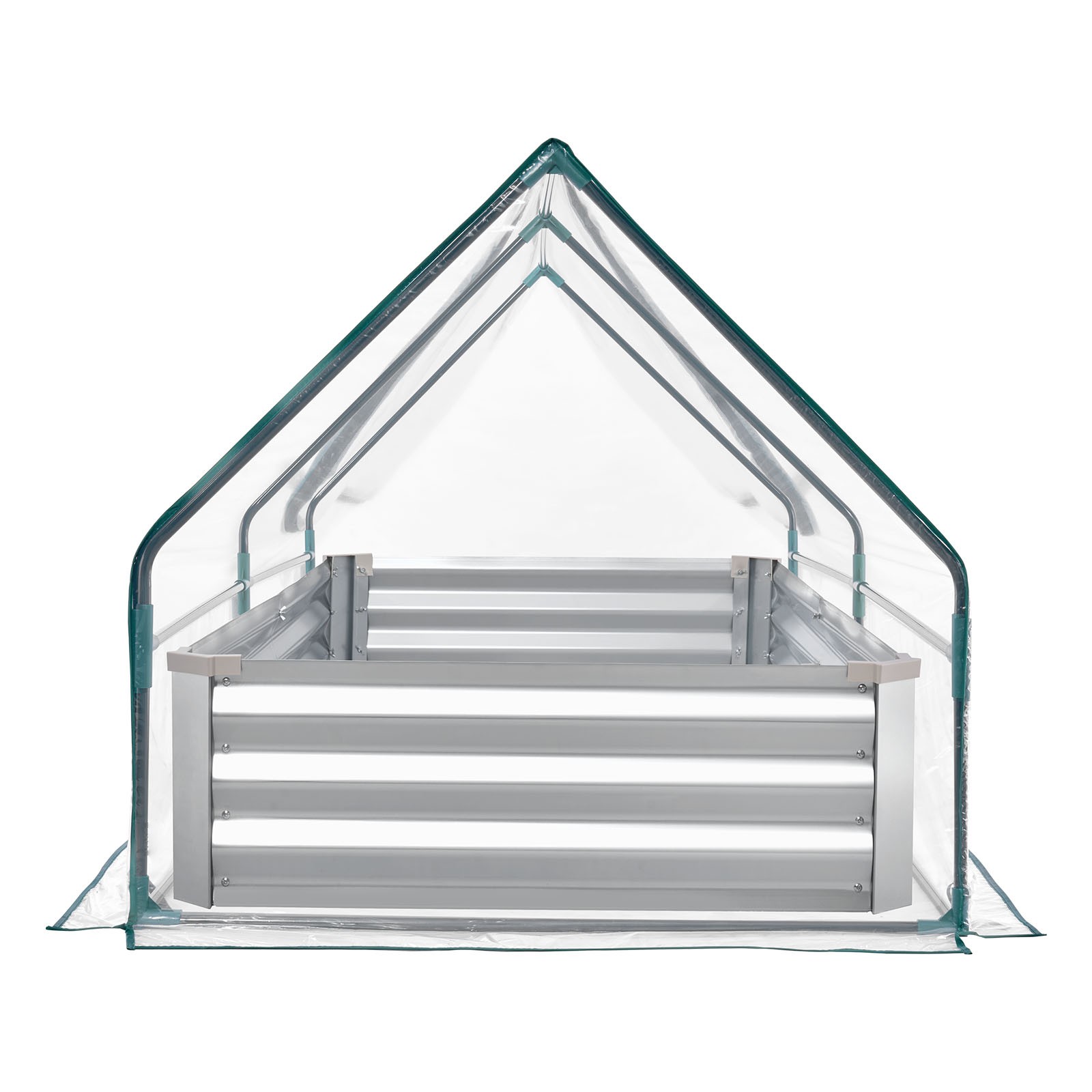 Uimoso Metal Raised Garden Bed with PE Greenhouse Cover, 6x 3 x 1 ft Planter Box