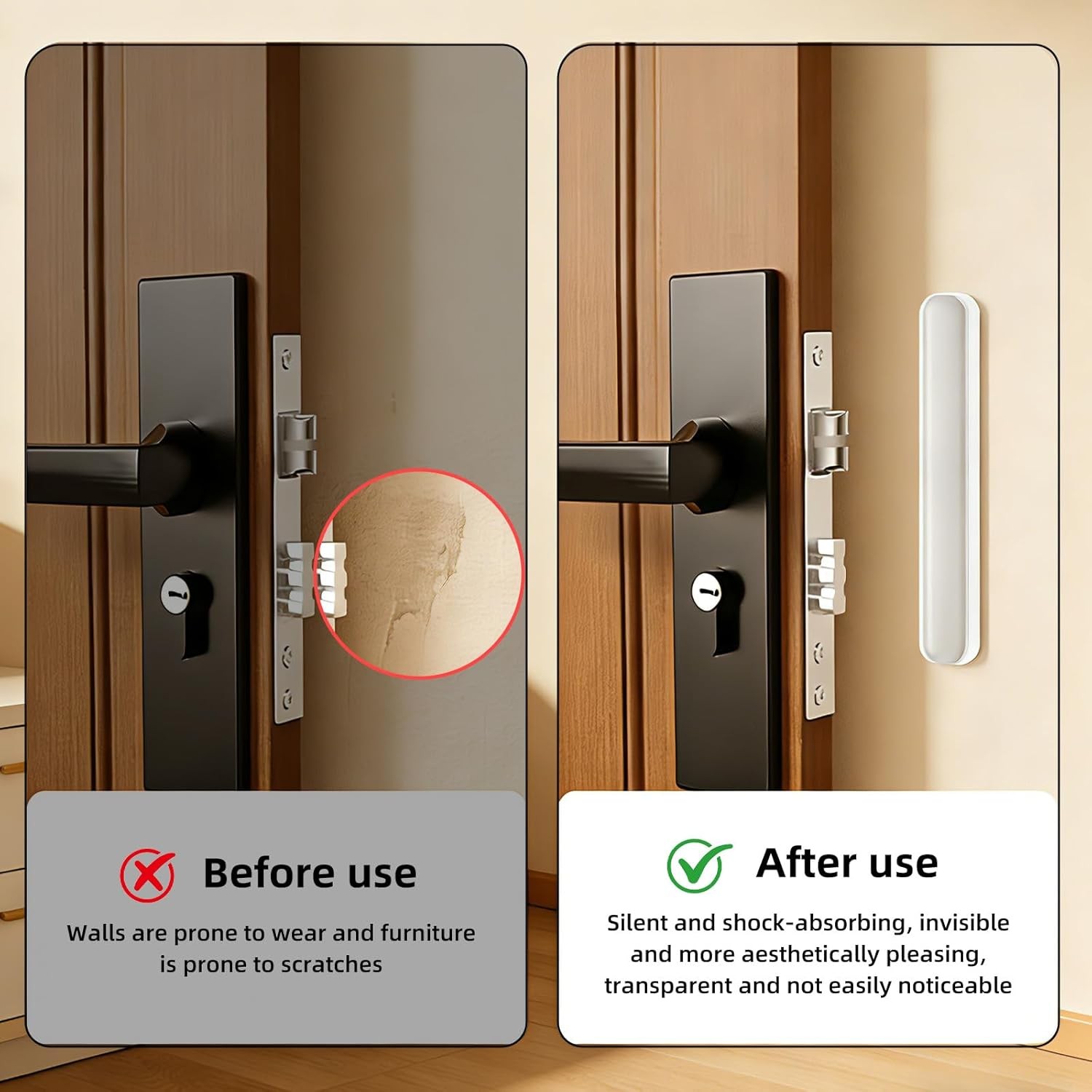 50 PCS Door Silencer Long Strip Self-Adhesive Clear Rubber Cabinet Bumpers Noise