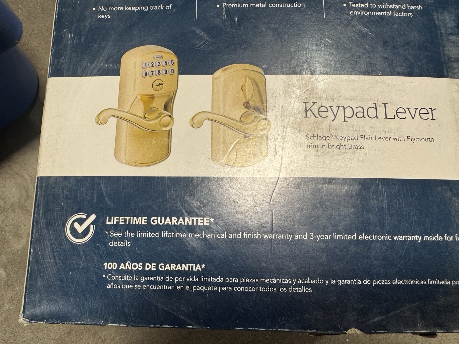 Schlage FLA Bright Brass Plymouth Keypad Entry Lever - Gold Tone...