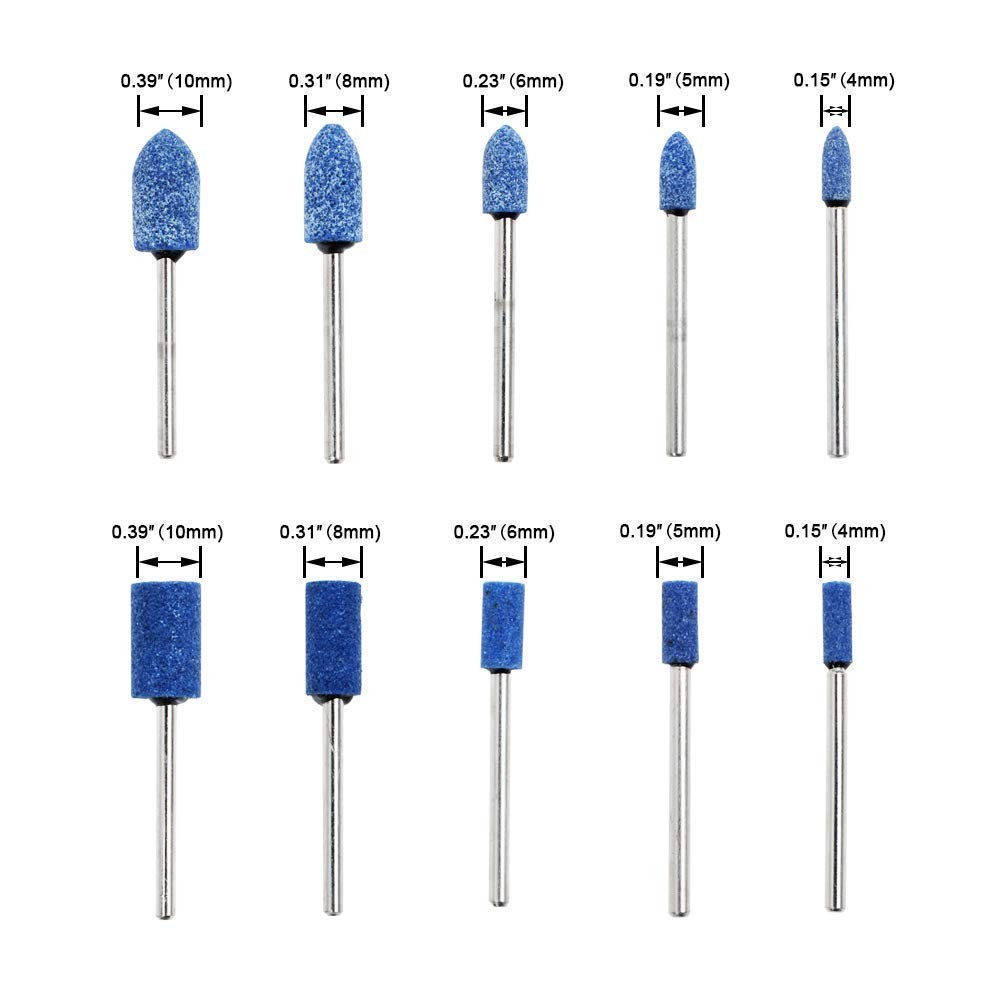AUTOTOOLHOME 1/8" Shank Abrasive Mounted Stone Grinding Bits Sanding Blue