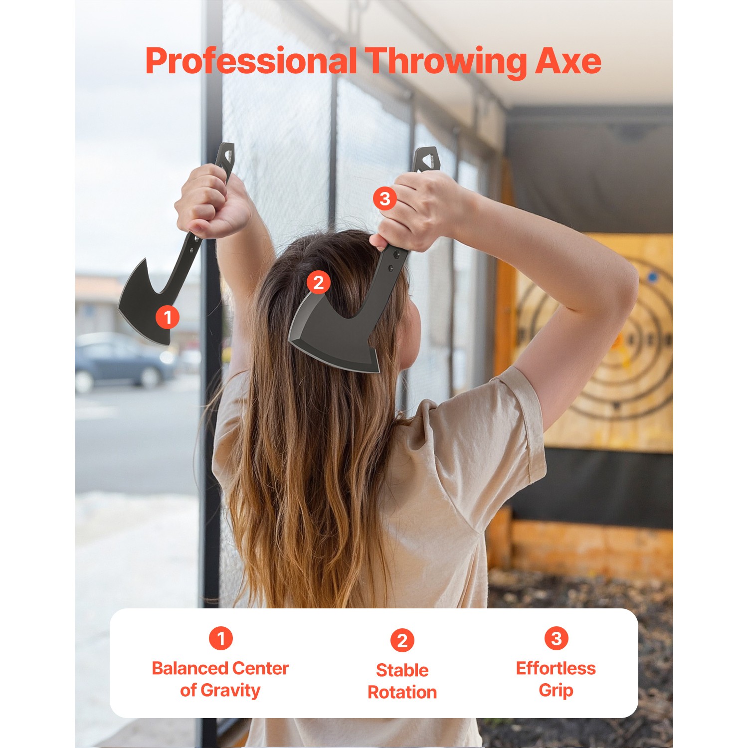 Throwing Axes and Tomahawks 3 Pack Axe Throwing Hatchet Set Stainless Steel