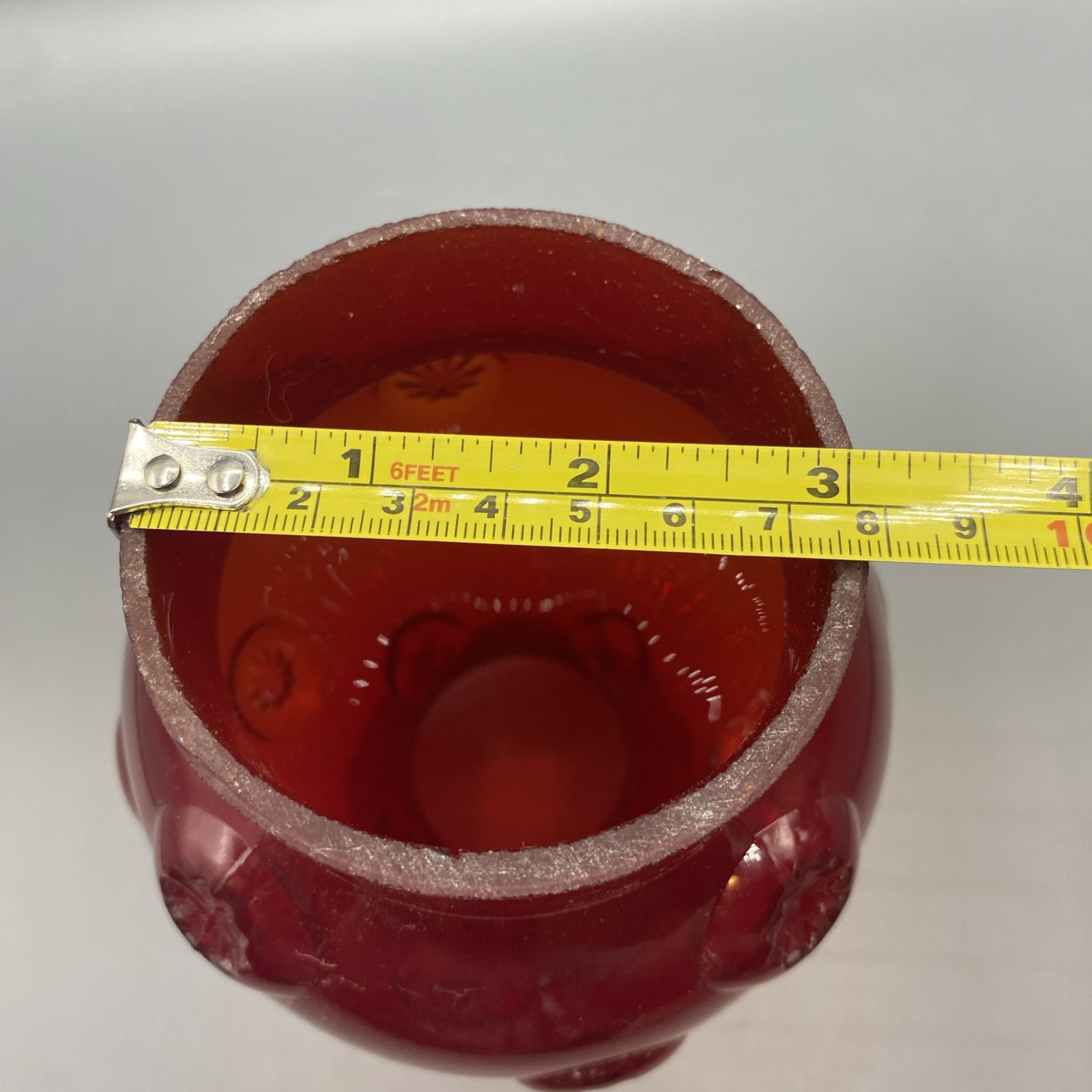 Vintage L E Smith Moon and Star Ruby Red 7.25” Oil Lamp Shade Only 3” Fitter