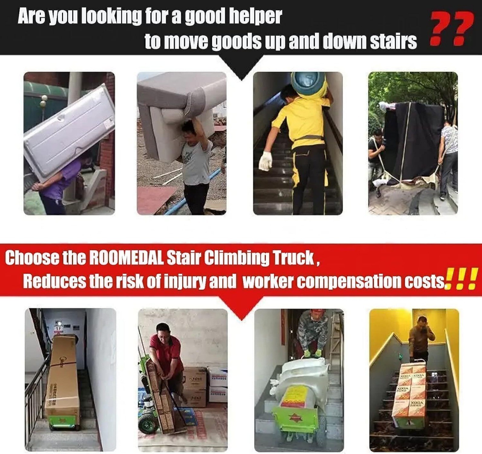 Electric Stair Climbing Hand Trucks Climber Dolly Cart for Moving 880lb Capacity