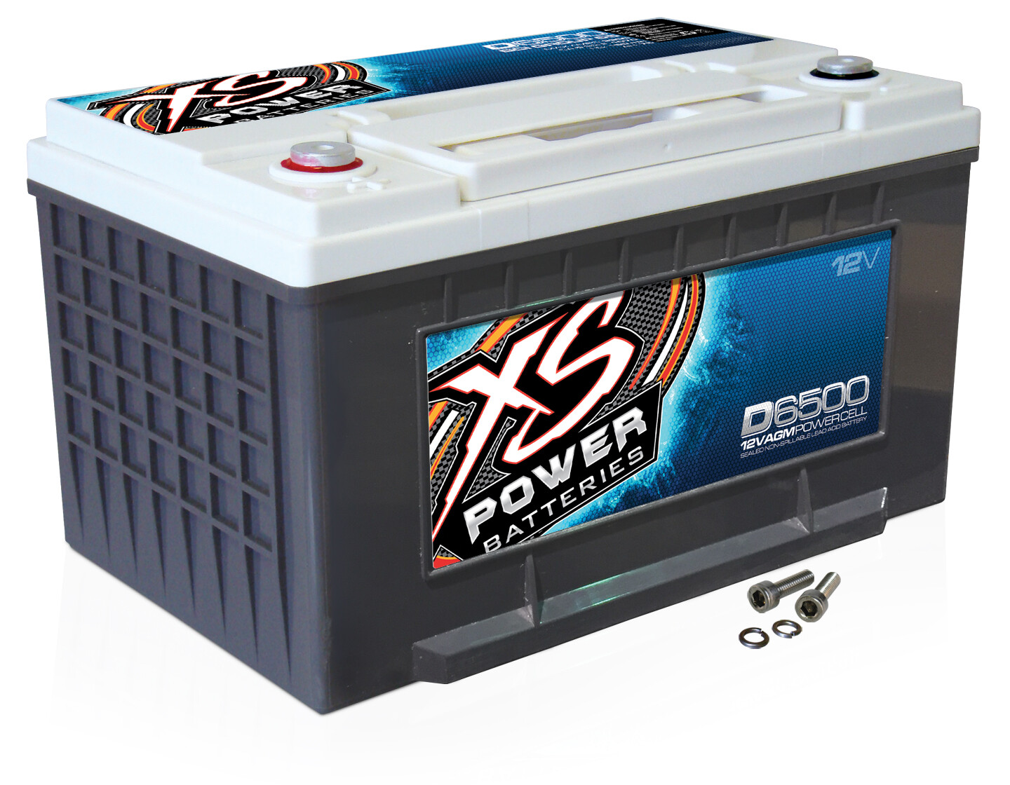 XS Power D6500 3900 Amp AGM Power Cell Car Audio Battery + Terminal Hardware