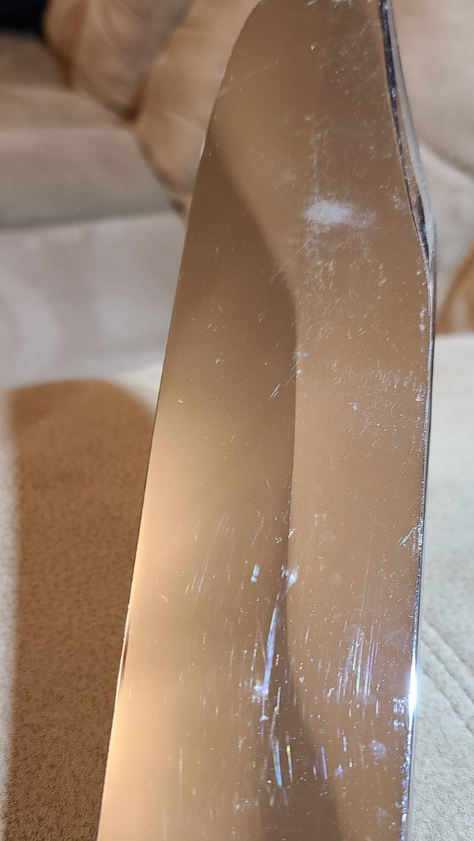 Large About 1 1/2 Pound Stag Bowie Indian Hunting Buffalo Scene Germany Chrome