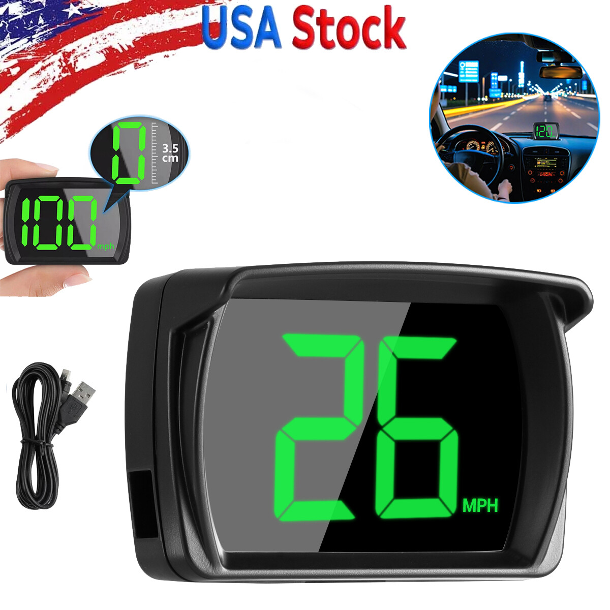 Digital GPS Speedometer HUD Car Truck Motorcycle Head Up Display Odometer MPH