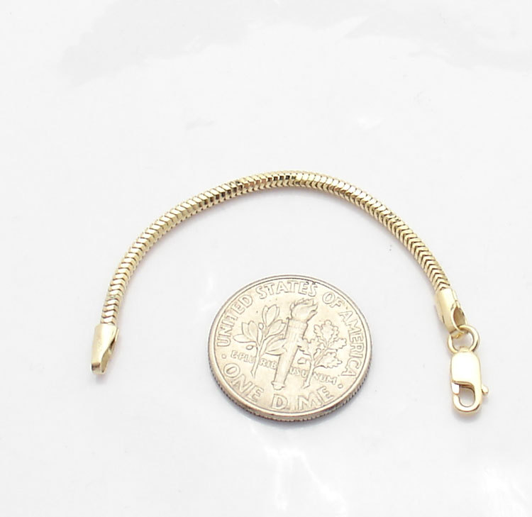 1.5mm Solid Snake Chain for Necklace Bracelet Extender Real 14K Yellow Gold