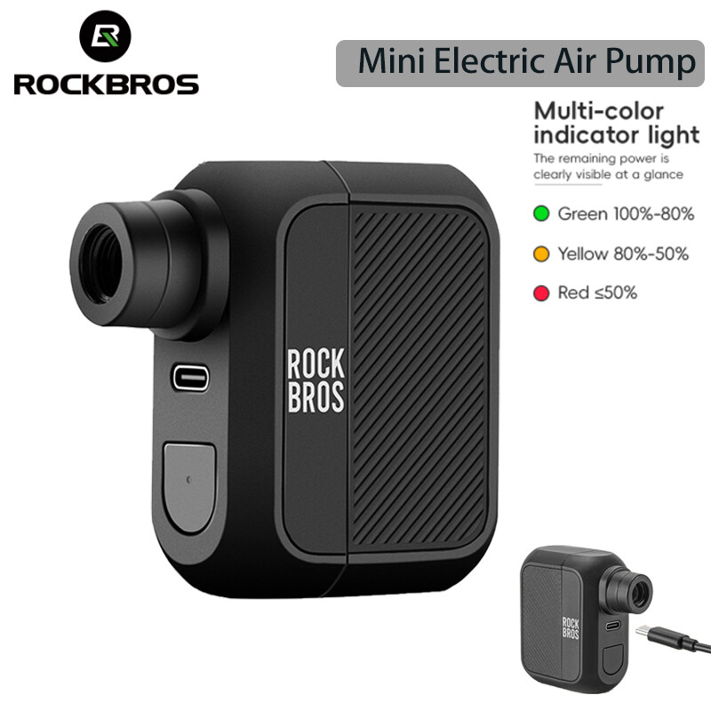 ROCKBROS Bike Mini Electric Air Pump Portable 100PSI Tire Inflator AV/FV