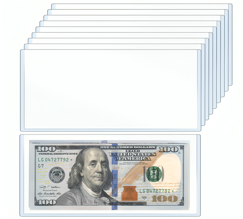 20 Pack Dollar Bill Holder -Clear Rigid Topload Currency Sleeves + Storage Case