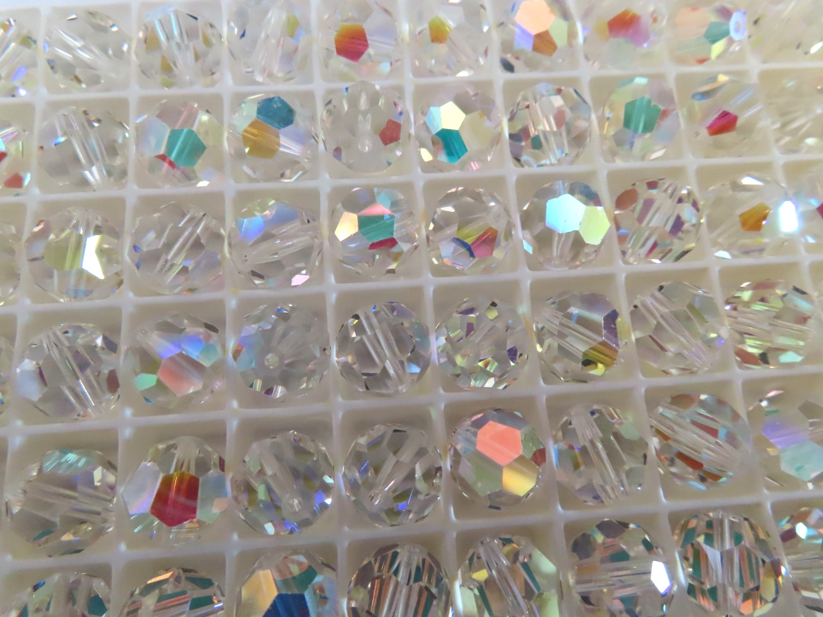 24 Swarovski round faceted beads 10mm Crystal AB. #5000