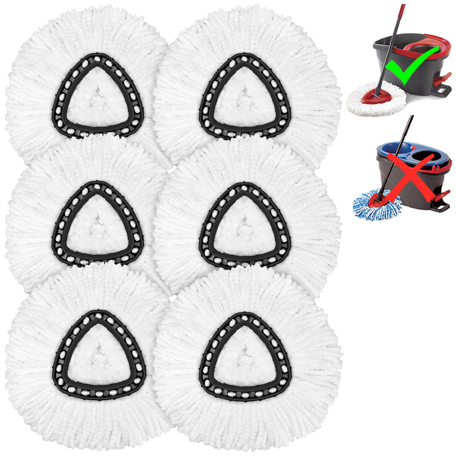 6 Pcs Replacement Microfiber Mop HEAD For O-Cedar Spin Mop Refills Easy Clean