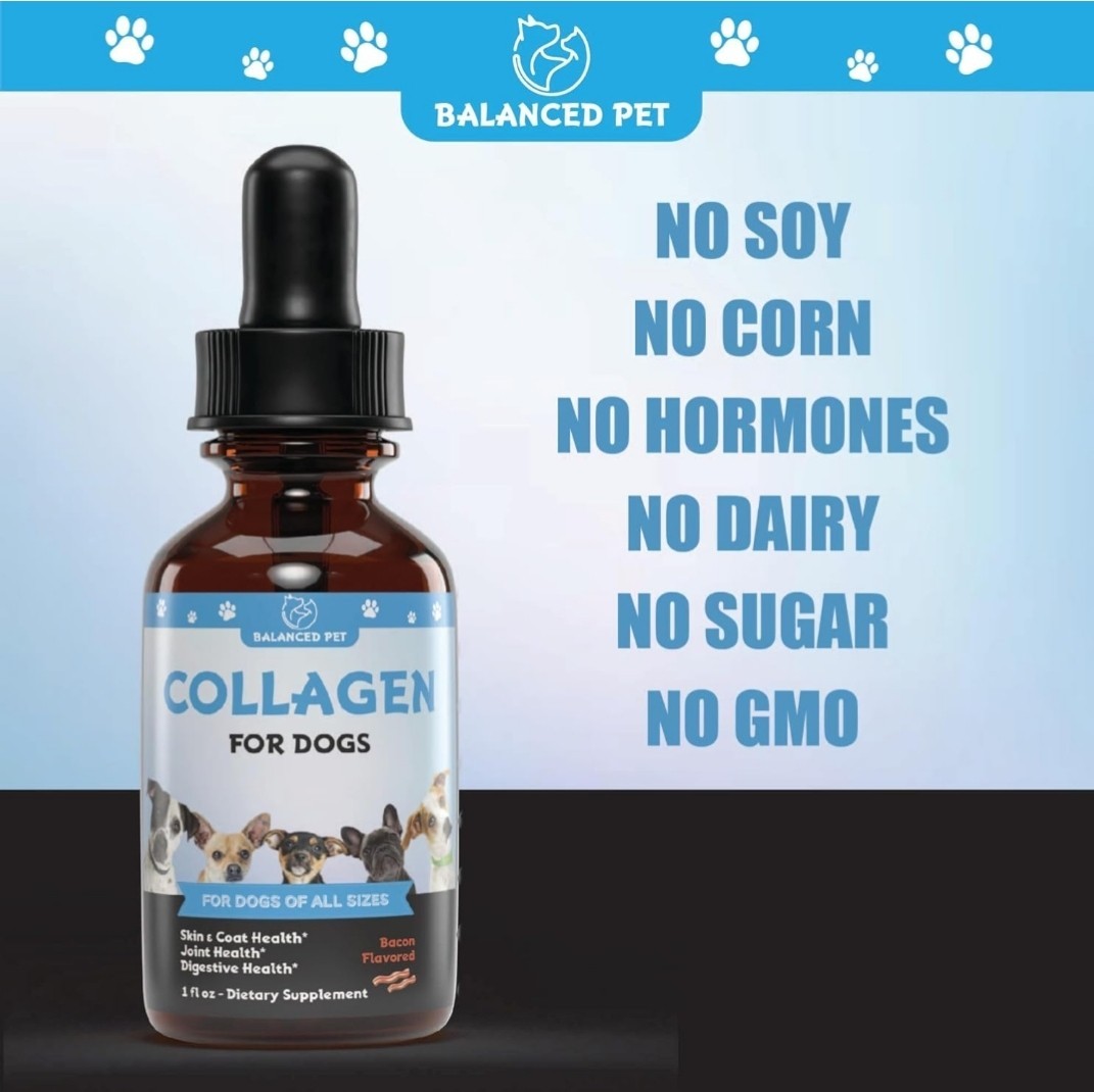 Collagen for Dogs - Skin and Coat for Dogs, Dog Liquid Collagen, Collagen for...