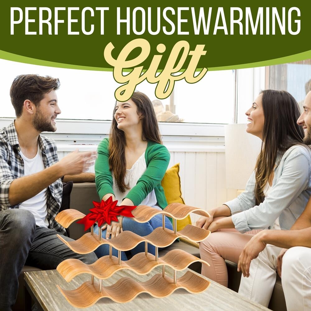 SereneLife 4-Tier Wine Storage Rack w/ 14 Bottle Slots, 4-Tier Modular Wine Disp