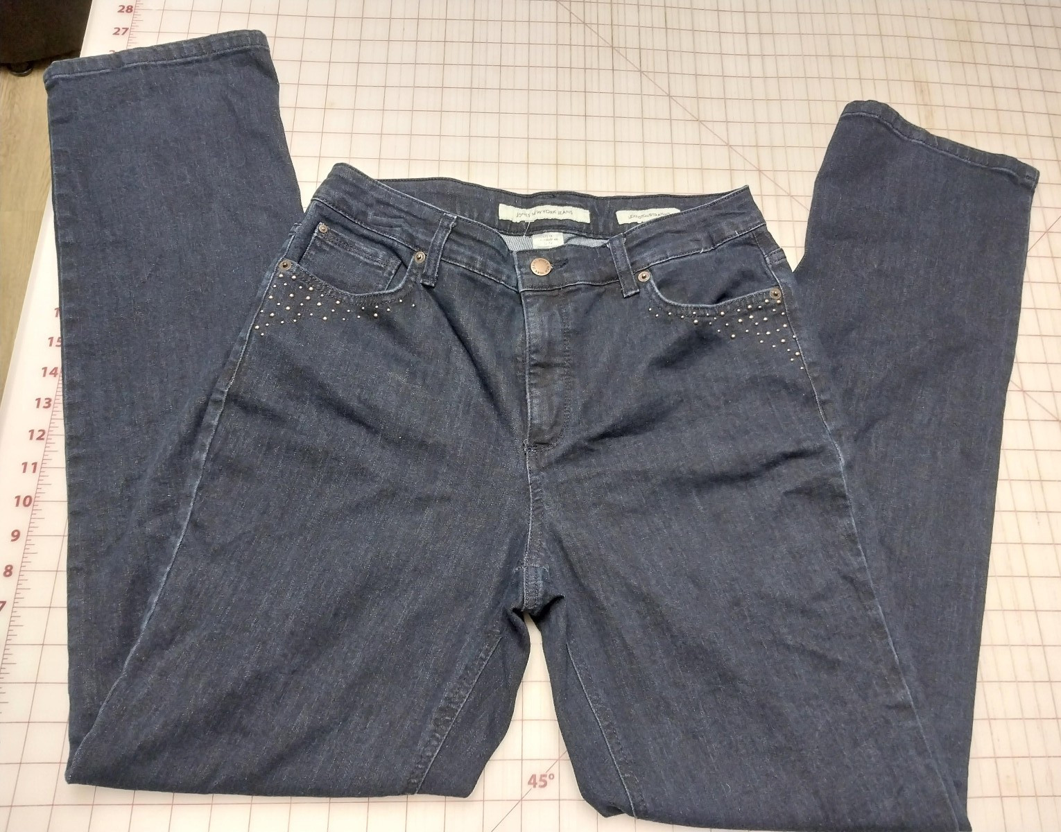 Jones New York Women's Lexington Straight Leg Jeans - Dark Blue Size 12 NWT