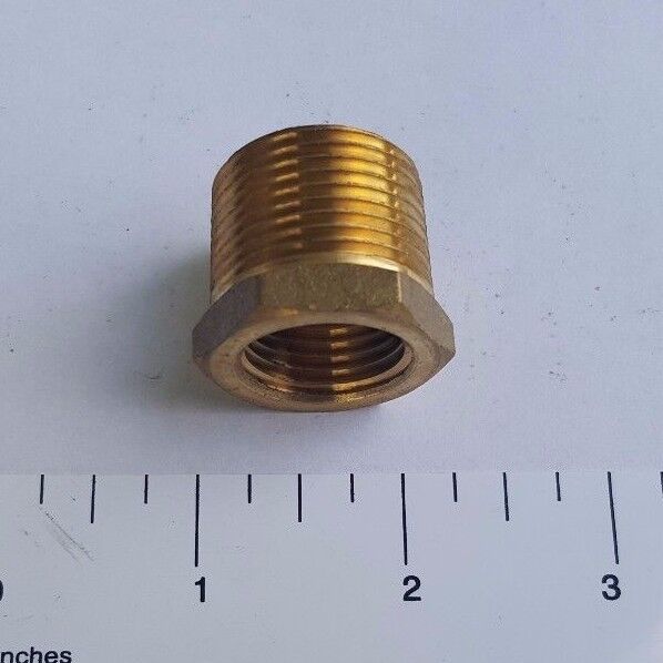 1) 3/4" MALE X FEMALE 1/2" NPT PIPE THREAD HEX REDUCER BUSHING - LEAD FREE BRASS