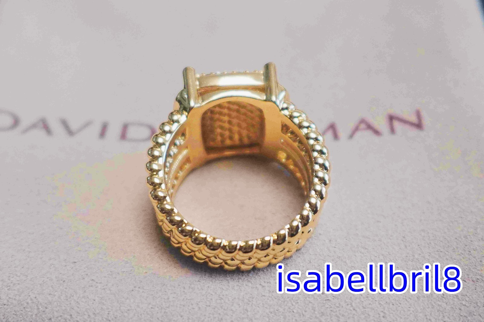 GiftDavldYurmanSterling/18KGOLD/Wheaton/Pave Diamonds Ring 16x12mmSize 7