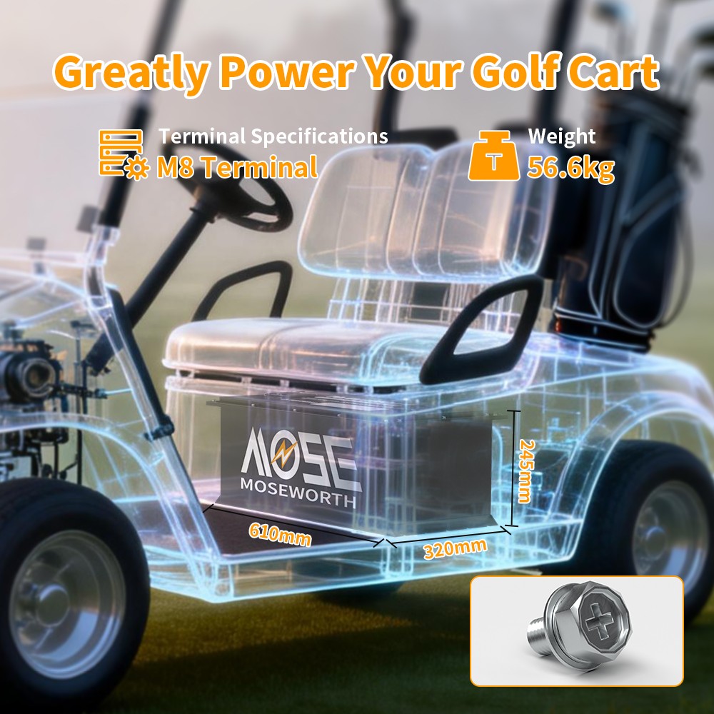 72V 105Ah Golf Cart LiFePO4 Lithium Battery 200A BMS LCD Monitor+18A Charger