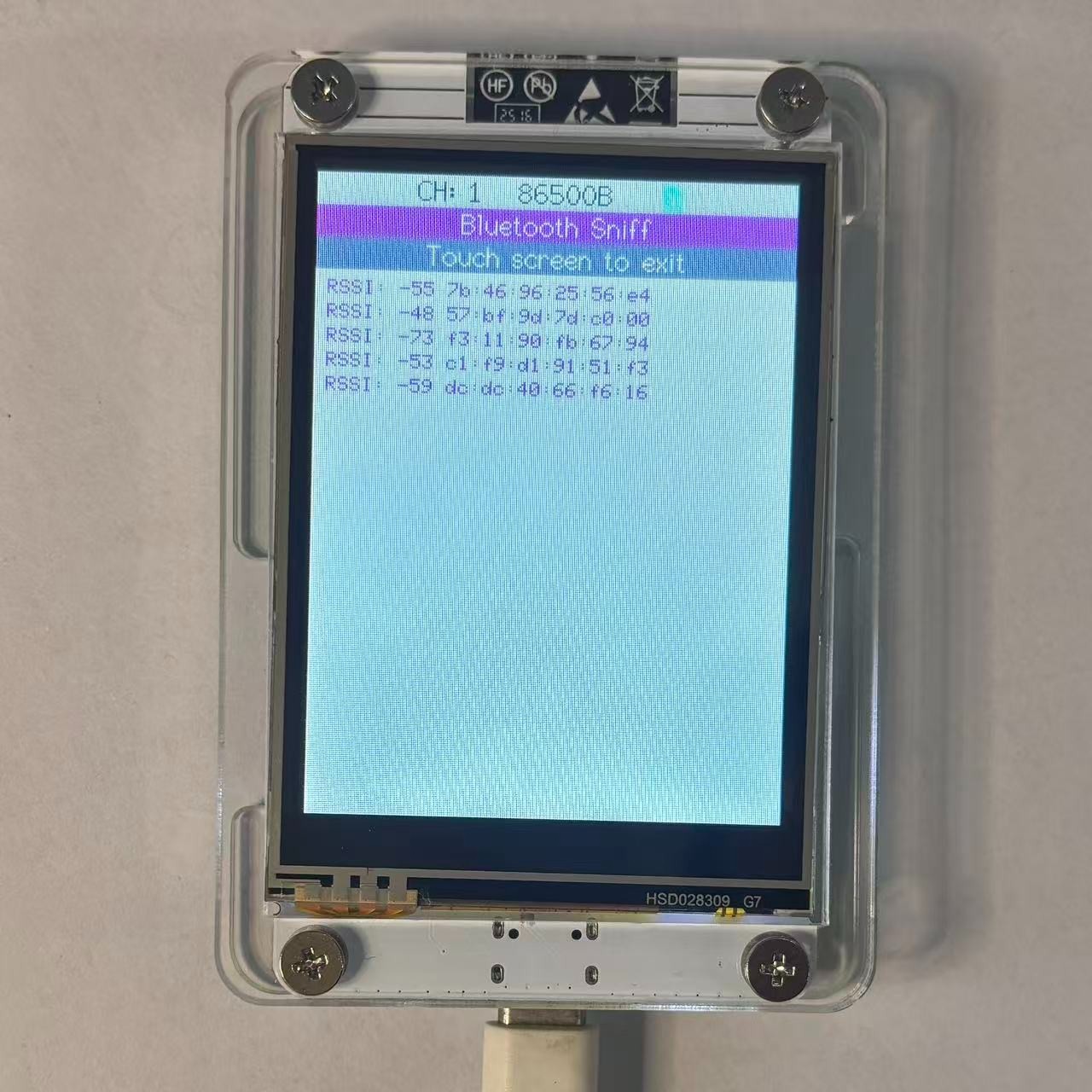 ESP32 Marauder WiFi BT Network Monitor 2.8" Touch Screen RSSI Data Readout