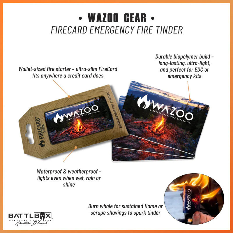 Wazoo Firecard Survival Fire Starter Emergency Fire Tinder Outdoor EDC 3-pack