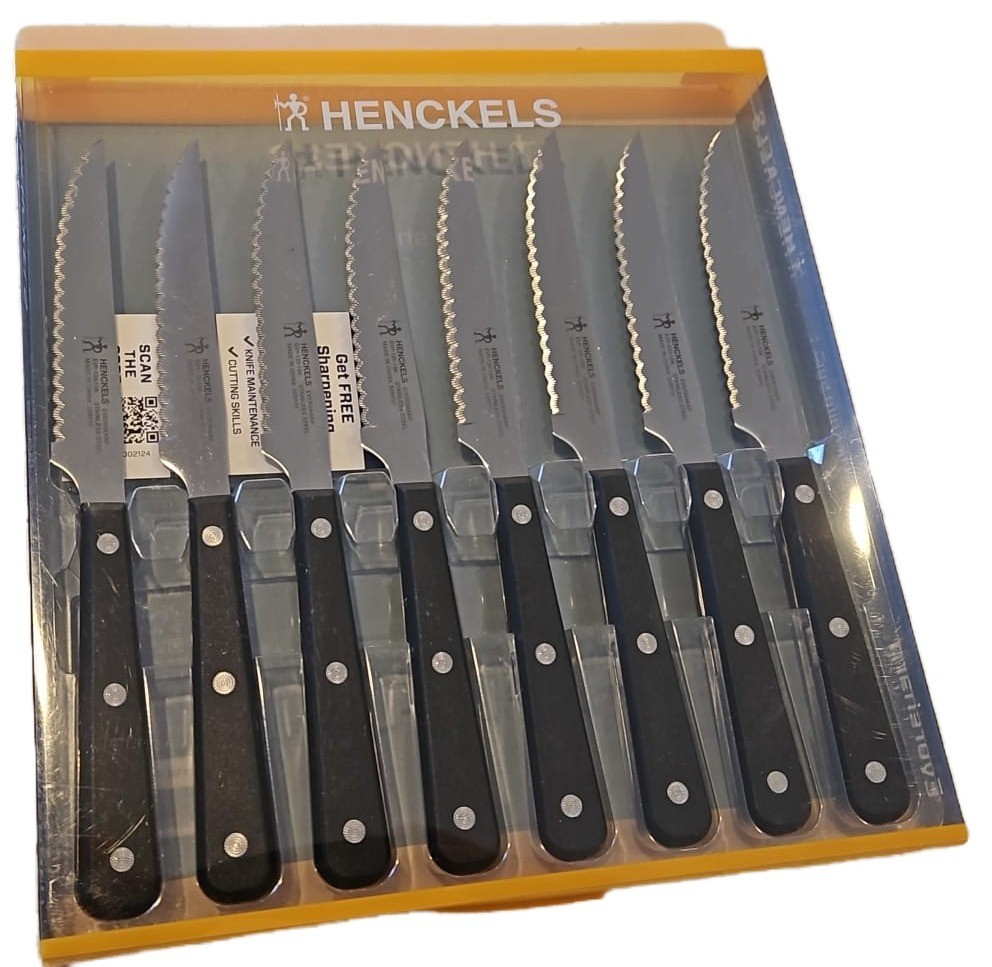 J A Henckels 8 Piece Eversharp Steak Knife Set Knives Stainless Steel Serrated