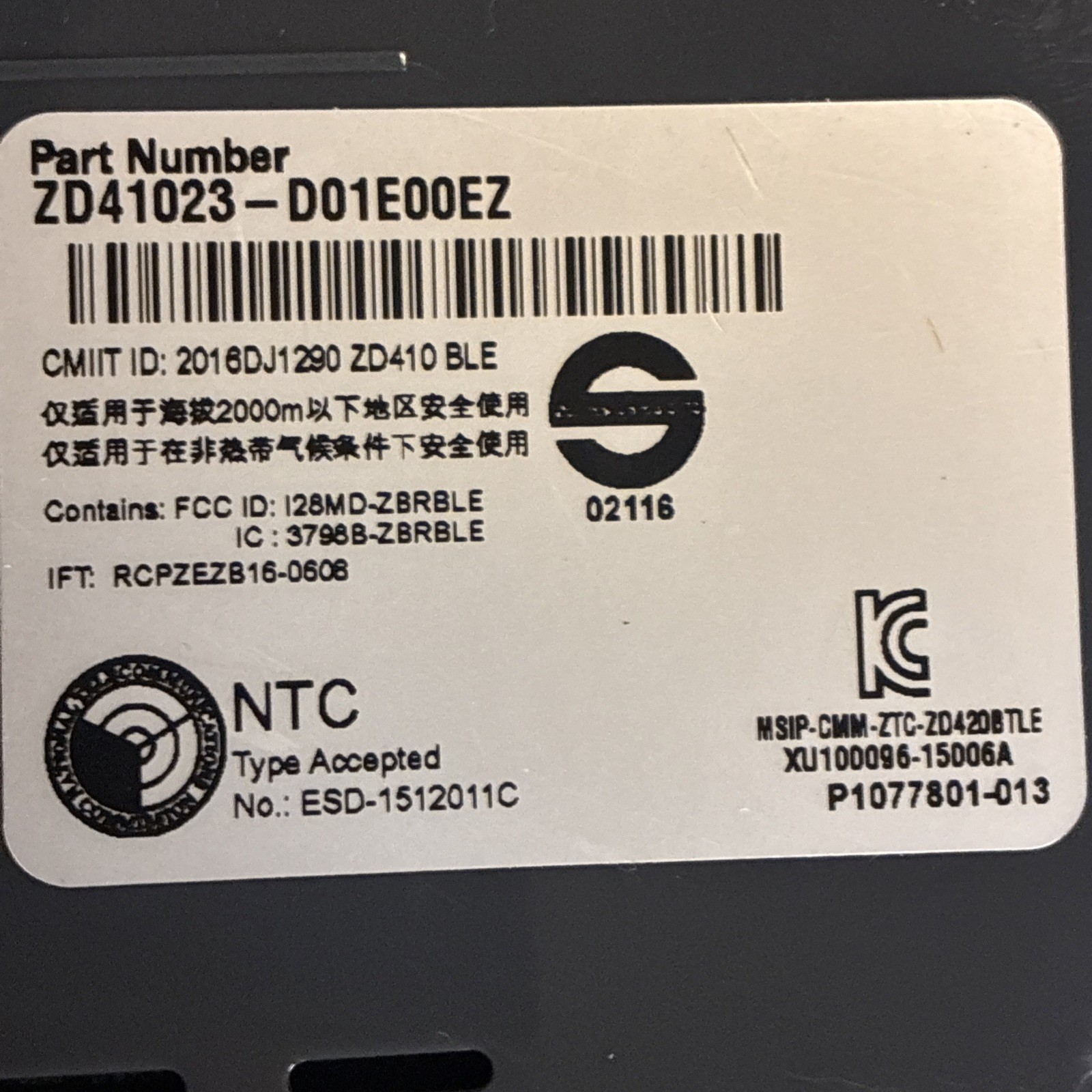 ZEBRA ZD410 Direct Thermal 2" Label Printer LAN 300dpi ZD41023-D01E00EZ