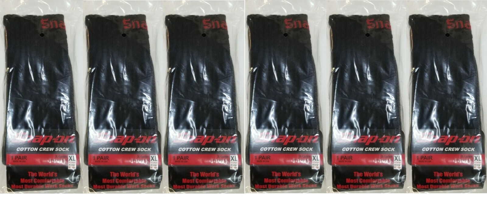 12 PAIRS Men's BLACK Snap-On Crew Socks X-LARGE *FREE SHIPPING* MADE IN USA *NEW