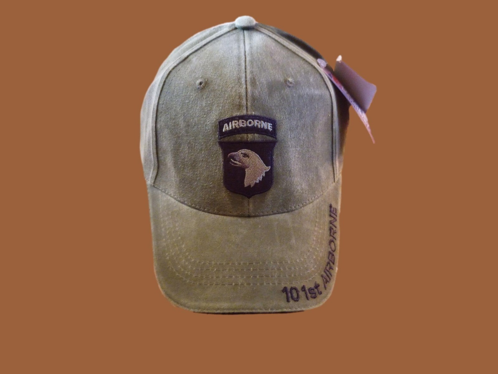 ARMY 101st AIRBORNE HAT EMBROIDERED U.S MILITARY CAP OD GREEN STONEWASHED