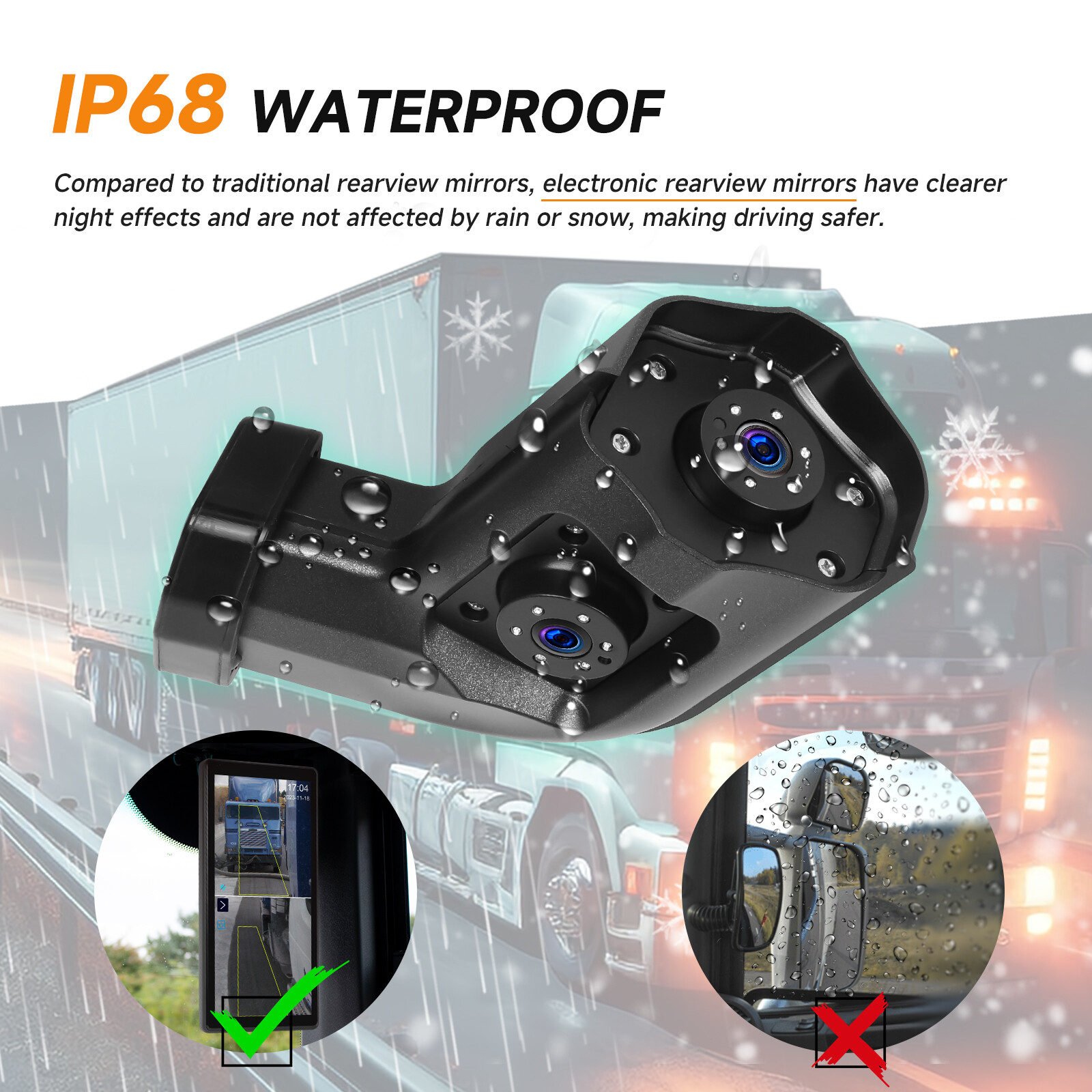 10.36" Monitor R & L Side Electronic Rear View Mirror Camera Smart Screen Player