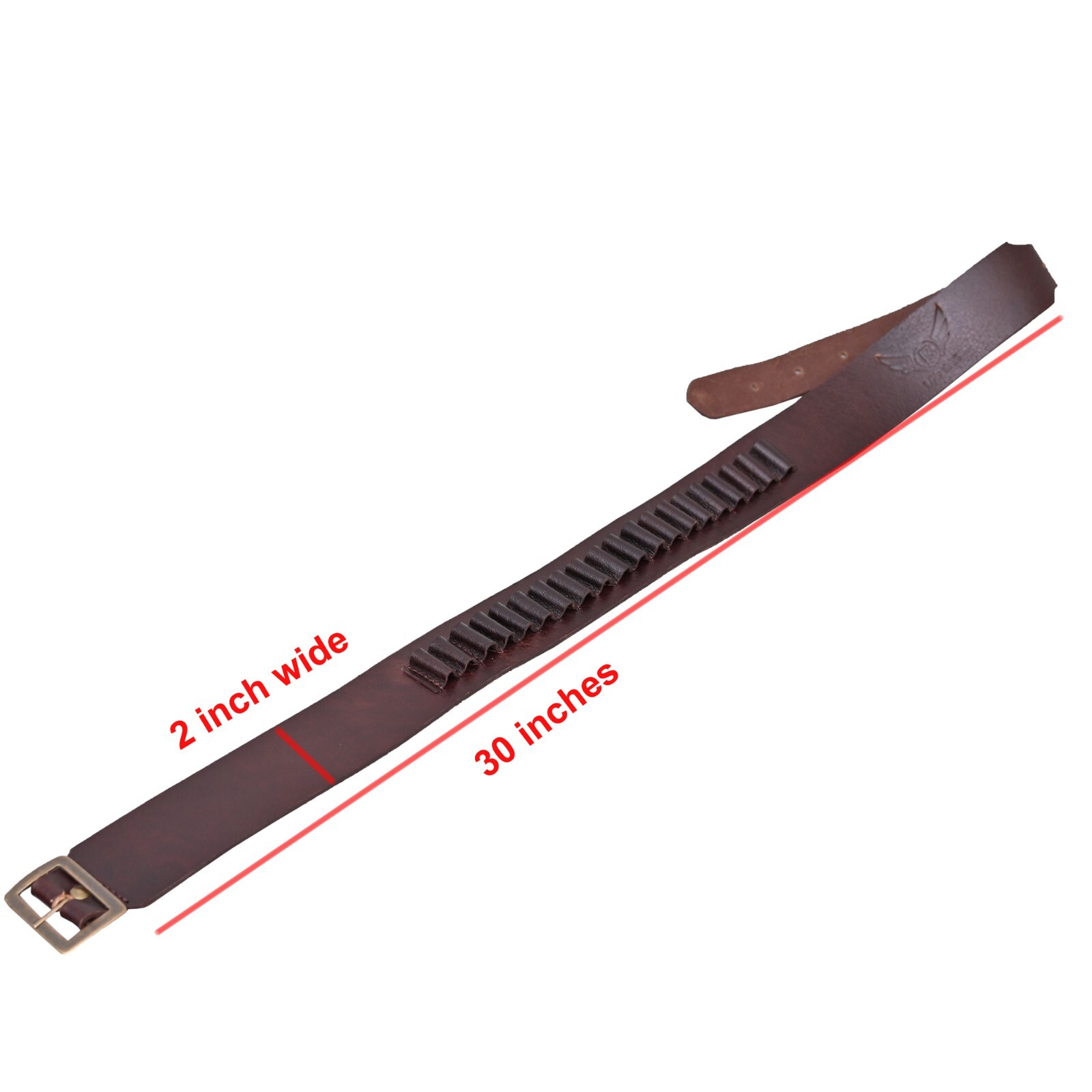 Cowhide Leather Adjustable Bandolier Cartridge Belt for.9MM / 38SPL, Vintage