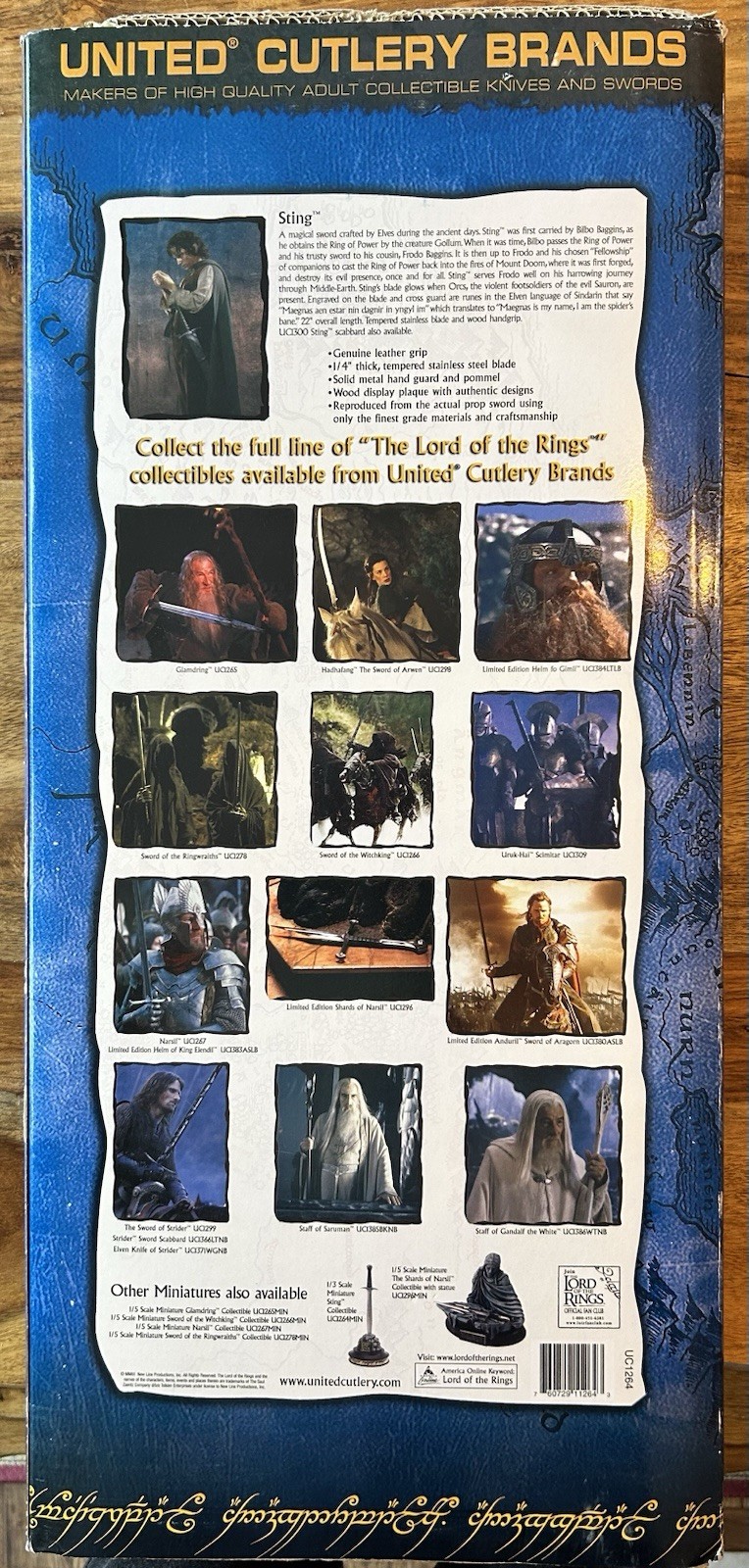 Lord of the Rings Sting LOTR Bilbo/Frodo Baggins Sword United Cut UC1264 +Bonus