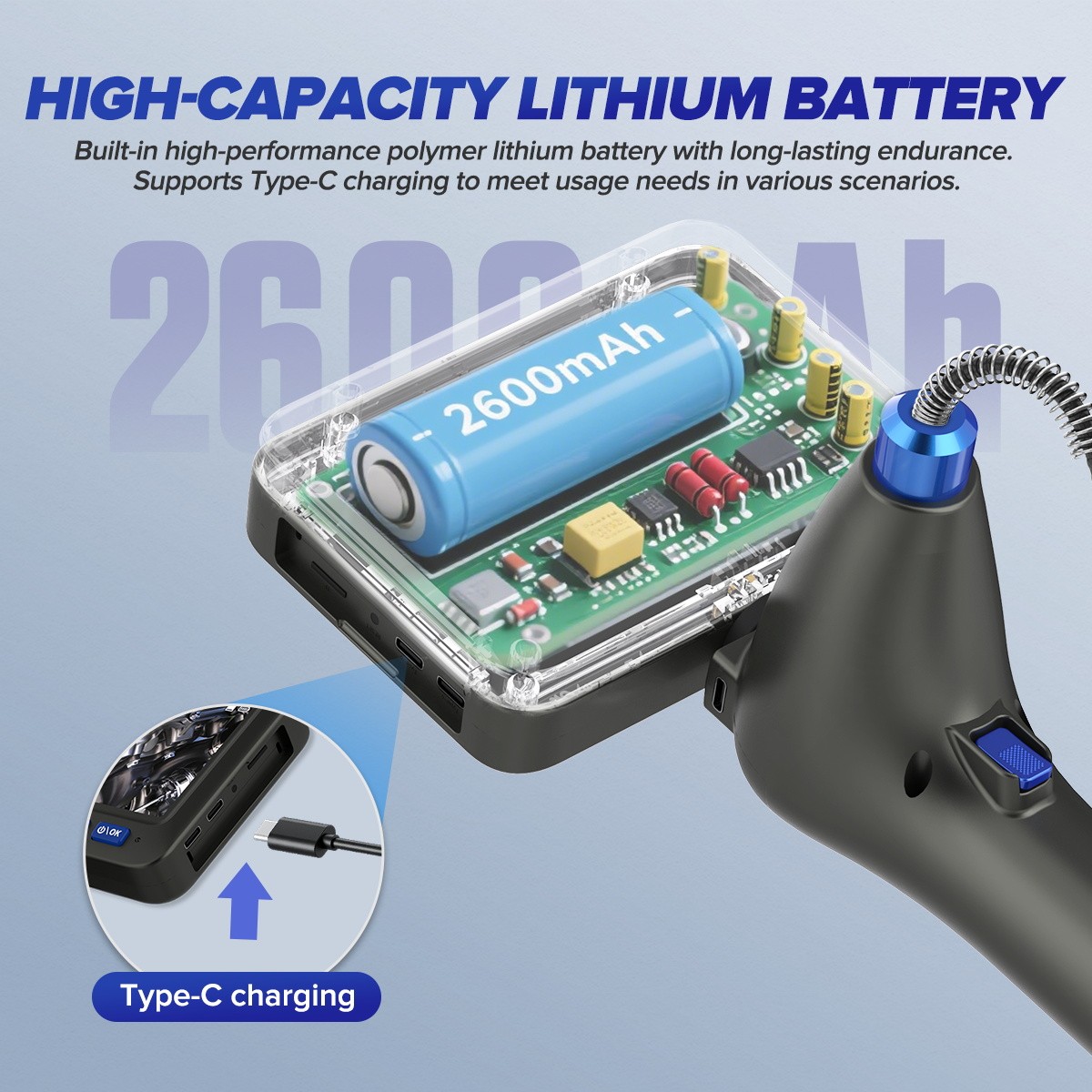 4 Way 360° Articulating Borescope Industrial Endoscope Camera Detachable Screen