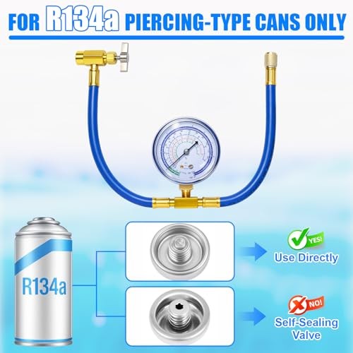 R134a Refrigerant Charging Hose to Refrigerator, AC Recharge Hose, Can Tap