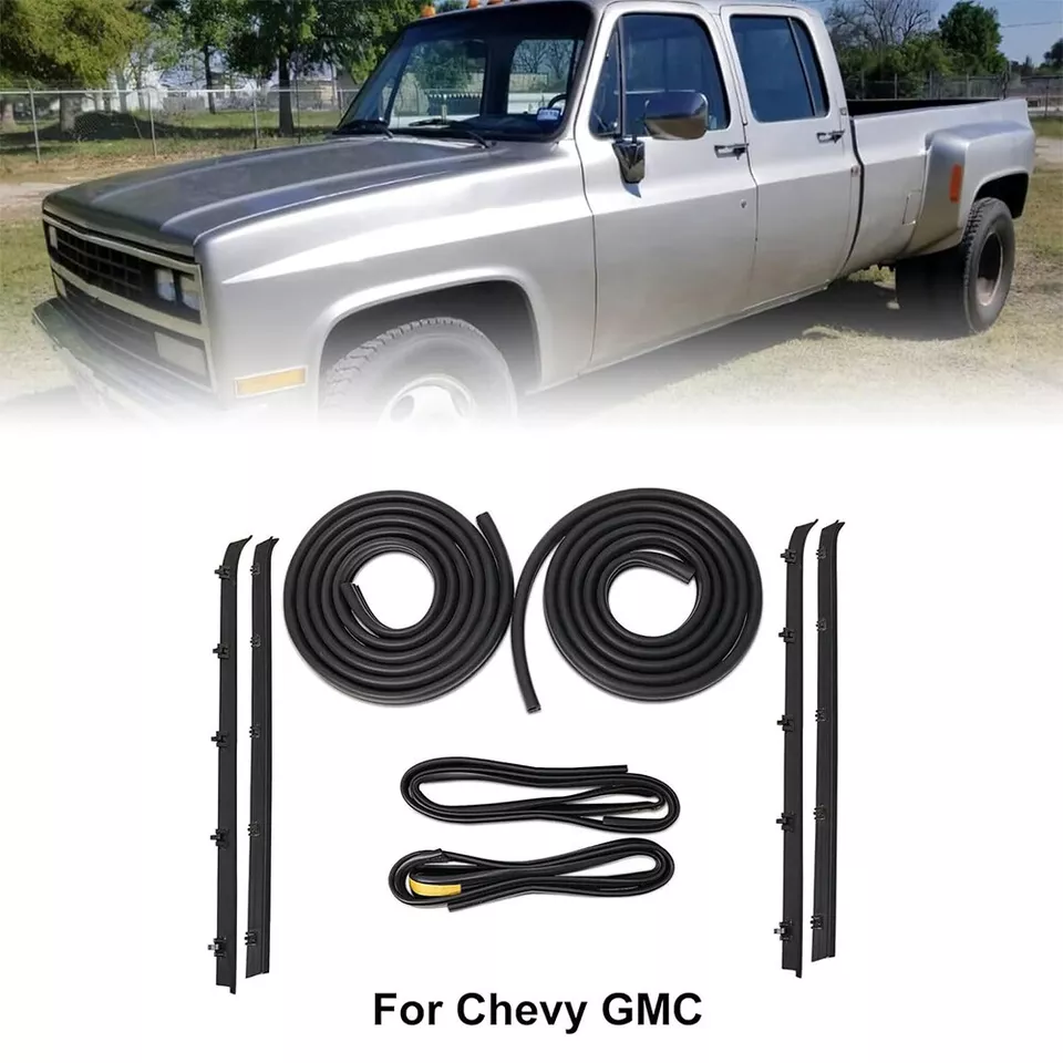 Front Door Window Molding Rubber Trim Seal Weatherstrip Kit for Chevy GMC 81-91