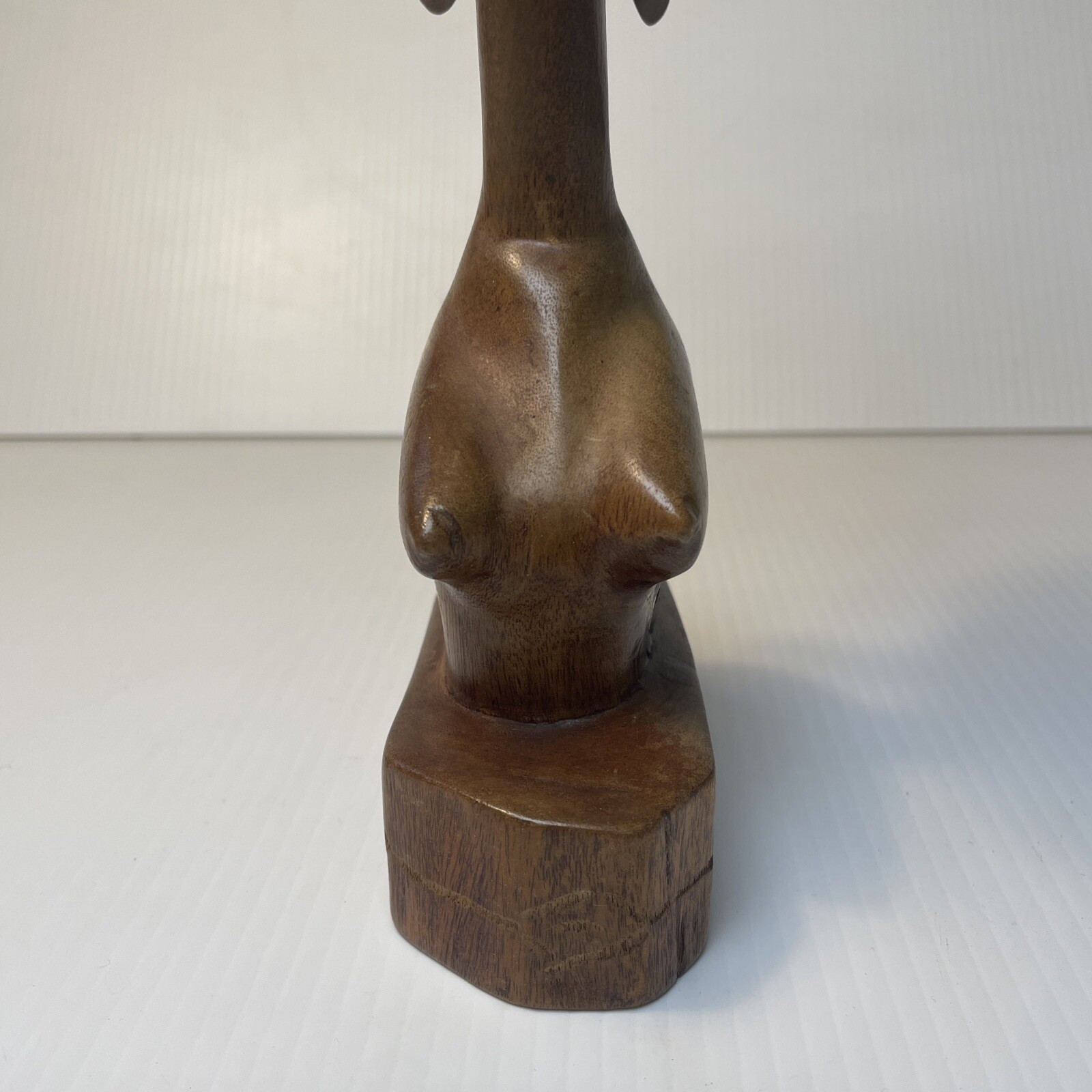 African Haitian Woman Bust Hand Carved Wood Tribal Figurine Art Statue Nude