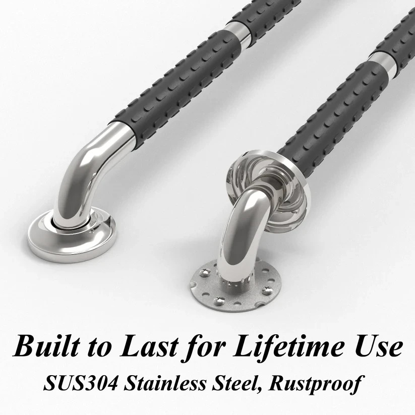 24 inches Bath Safety Grab Bar with Soft Anti-Slip Grips, ADA 500lbs Loading Cap