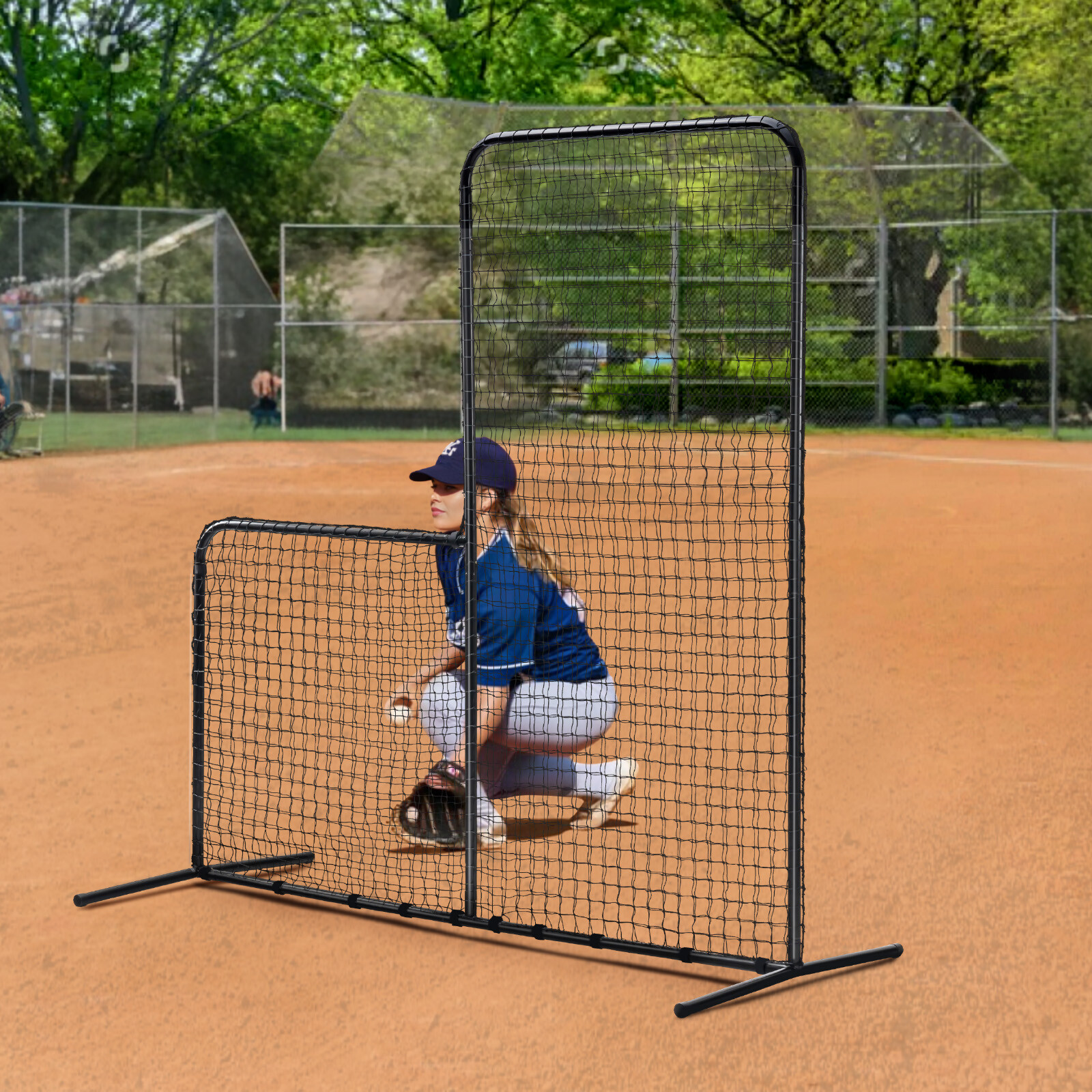 VEVOR L Screen Baseball Pitching Net for Batting Cage Softball Screen 7x7ft