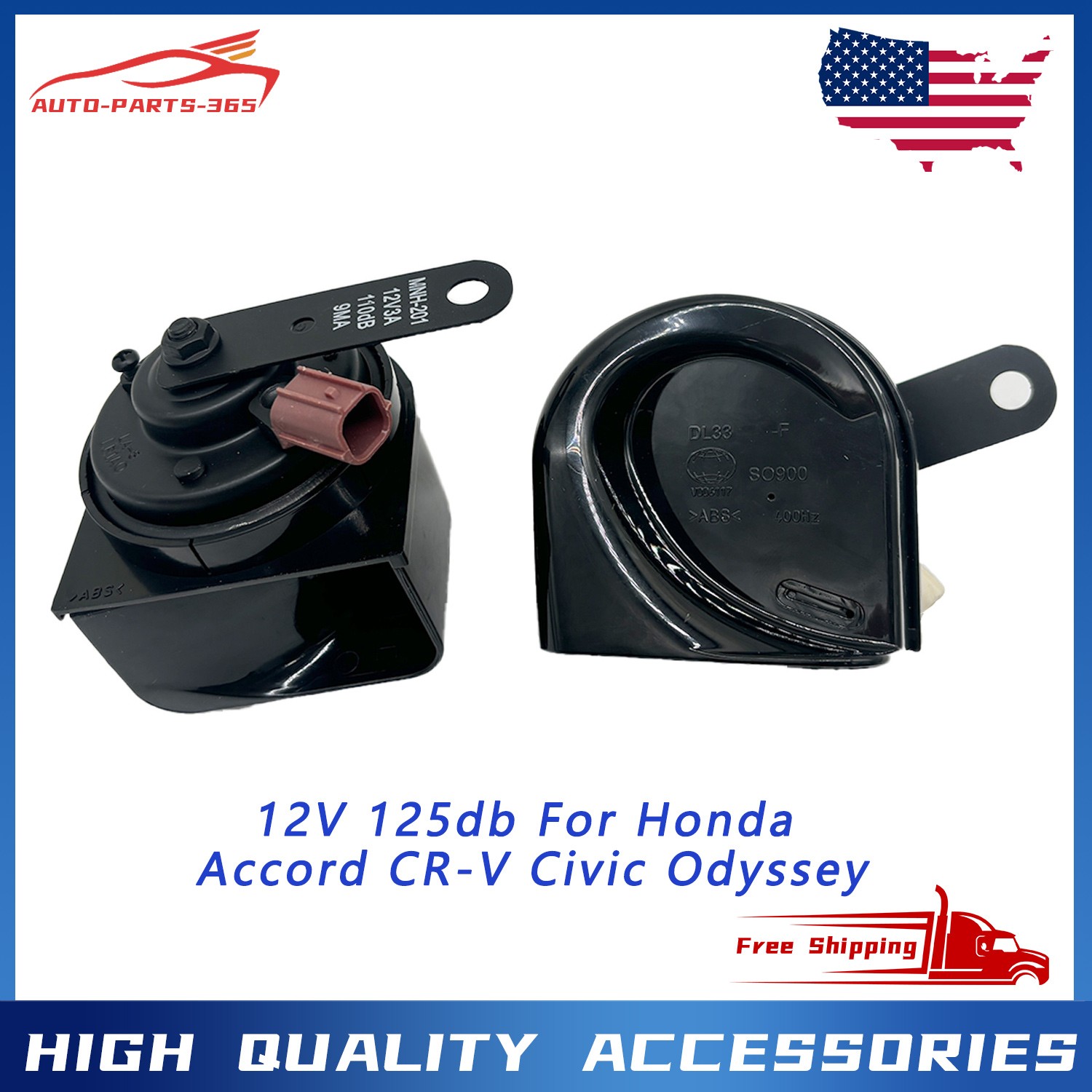 For Honda Accord CR-V Civic Odyssey 12V 125db Pair Loud Twin Tone Snail Horn