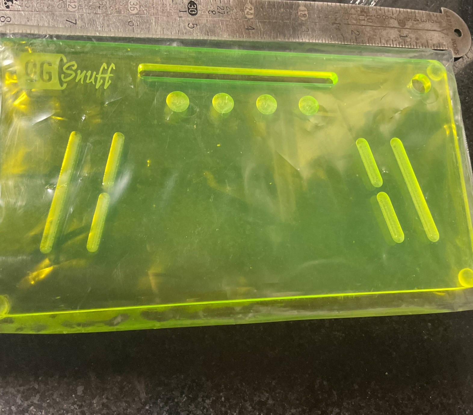 OG SNUFF Board V2 Acrylic Neon Green (UV) Translucent Snuff Tray Authentic 8x4”