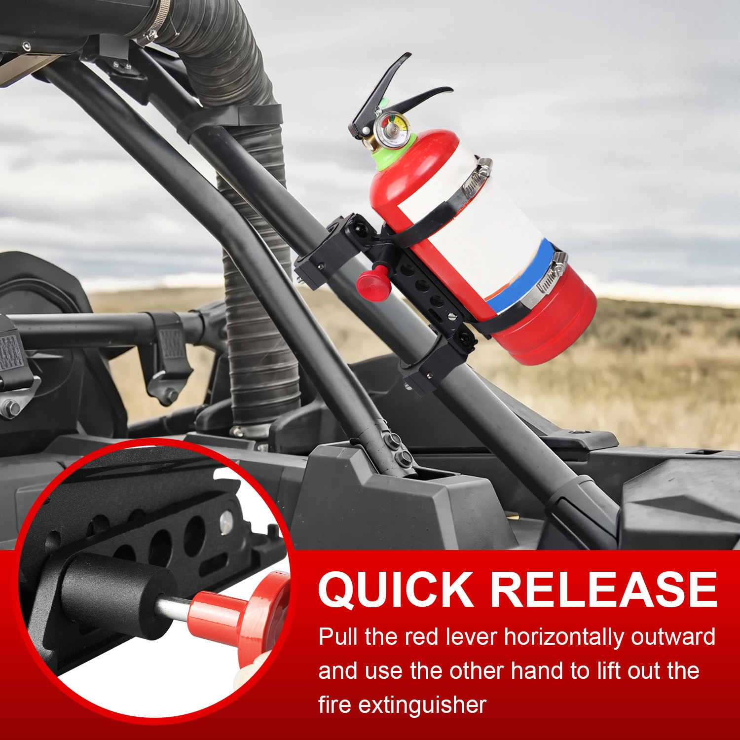 Quick Release Fire Extinguisher Mount Clamp On For Bronco For Can-Am For UTV ATV
