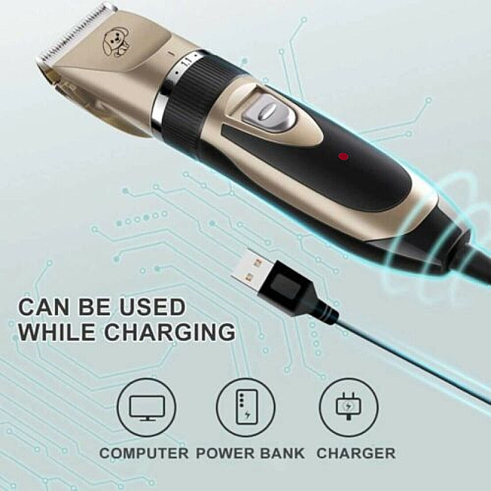 Dog Cat Pet Grooming Kit Rechargeable Cordless Electric Hair Clipper Trimmer Set