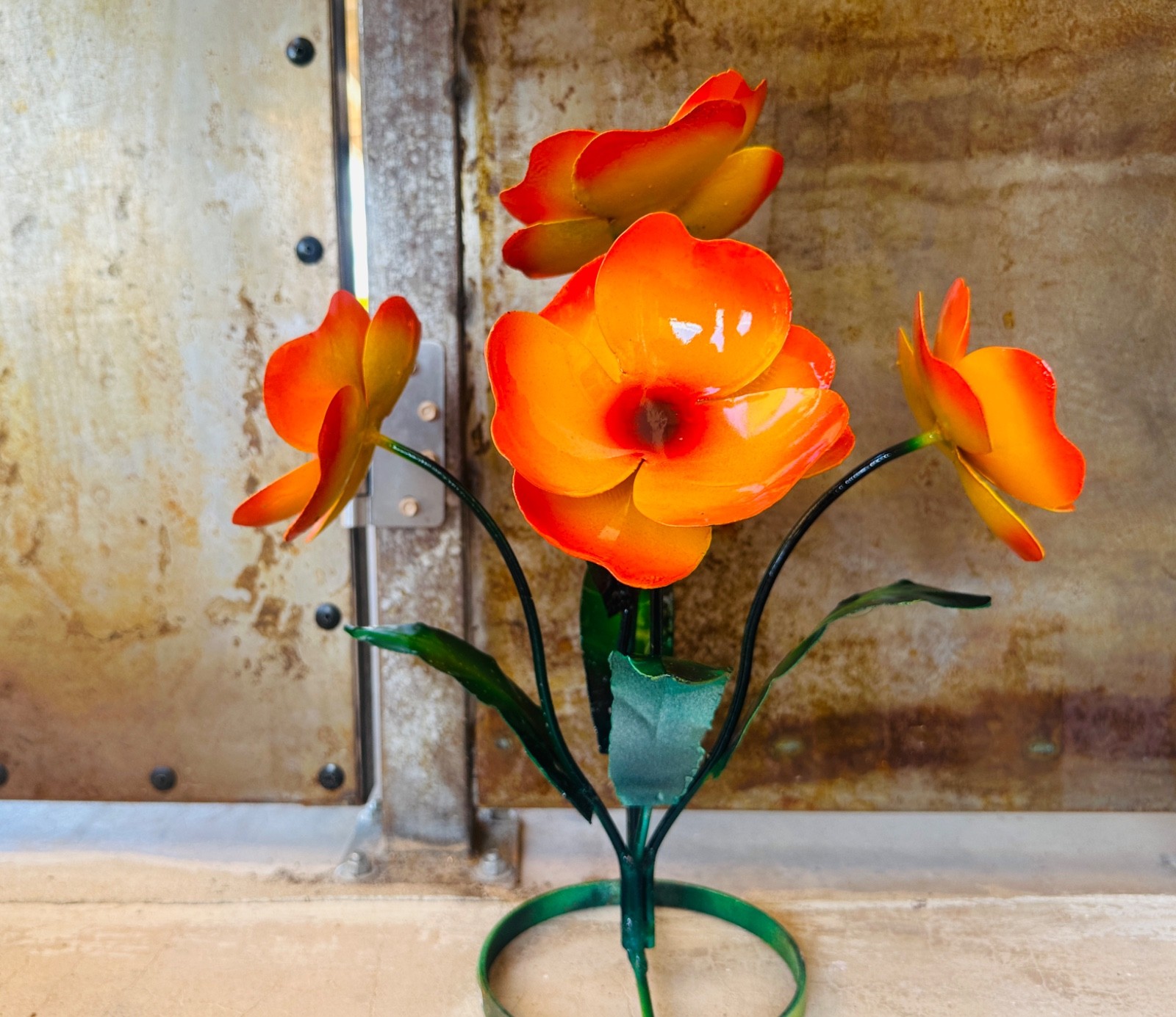 Handcrafted Rustic MINI Metal Flower Bouquet Vibrant Yard Art Flowers