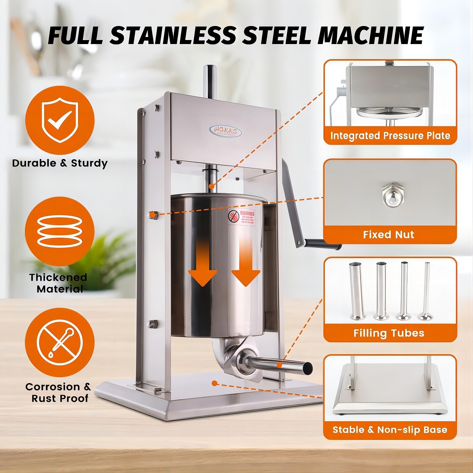 Hakka 7Lbs 3L Sausage Stuffer 2 Speed Meat Filler Pressing Maker Machine