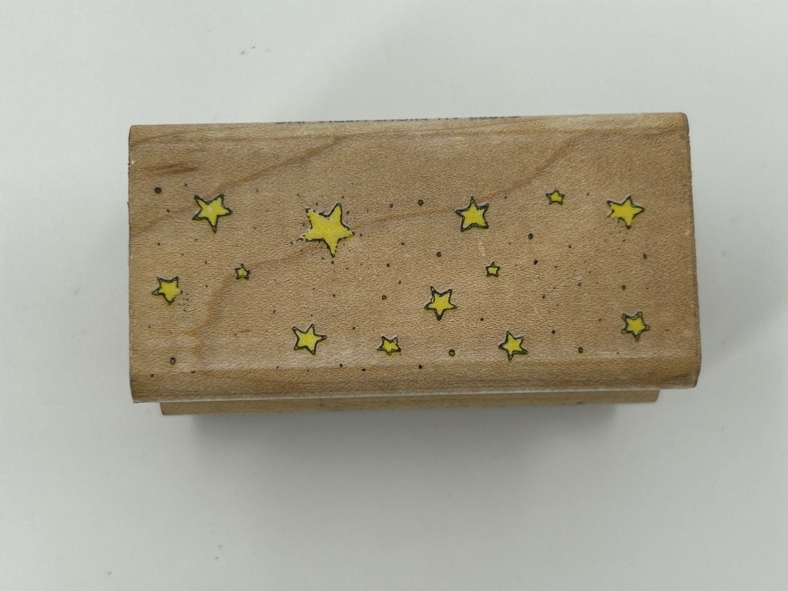 Vtg All Night Media Star Border 451E Rubber Stamp Wood Mount