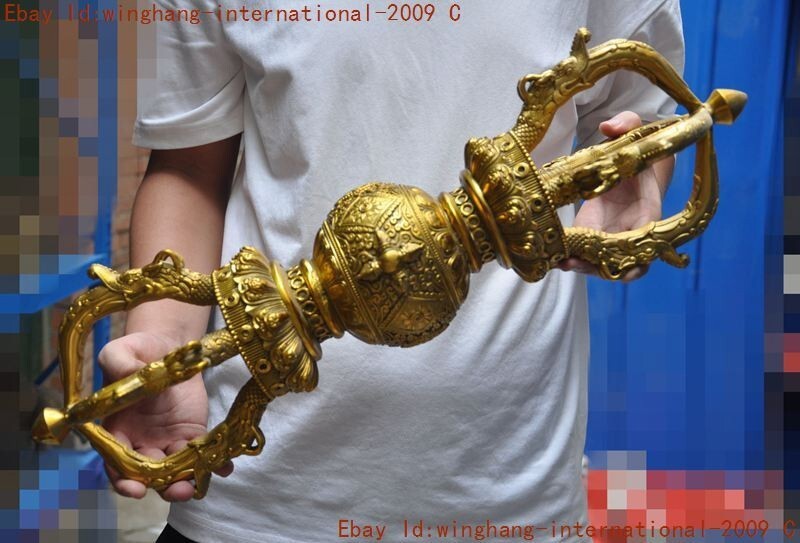Tibet Buddhism temple bronze Gilt Vajra Dorje Phurpa Exorcism Talisman Faqi